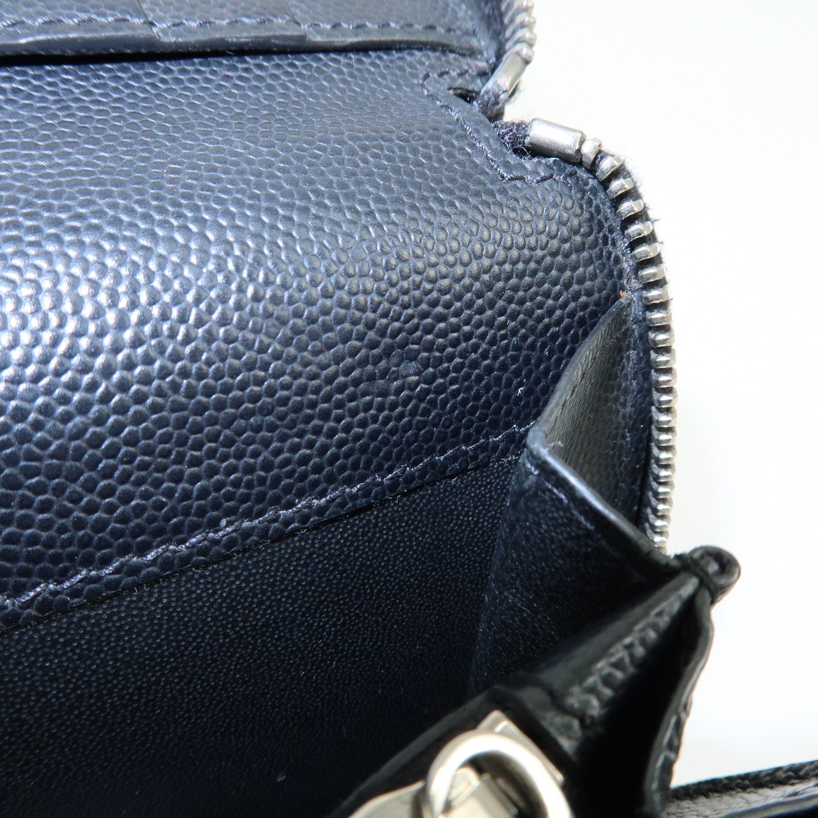 SAINT LAURENT PARIS Leather Round Zippy Long Wallet Black