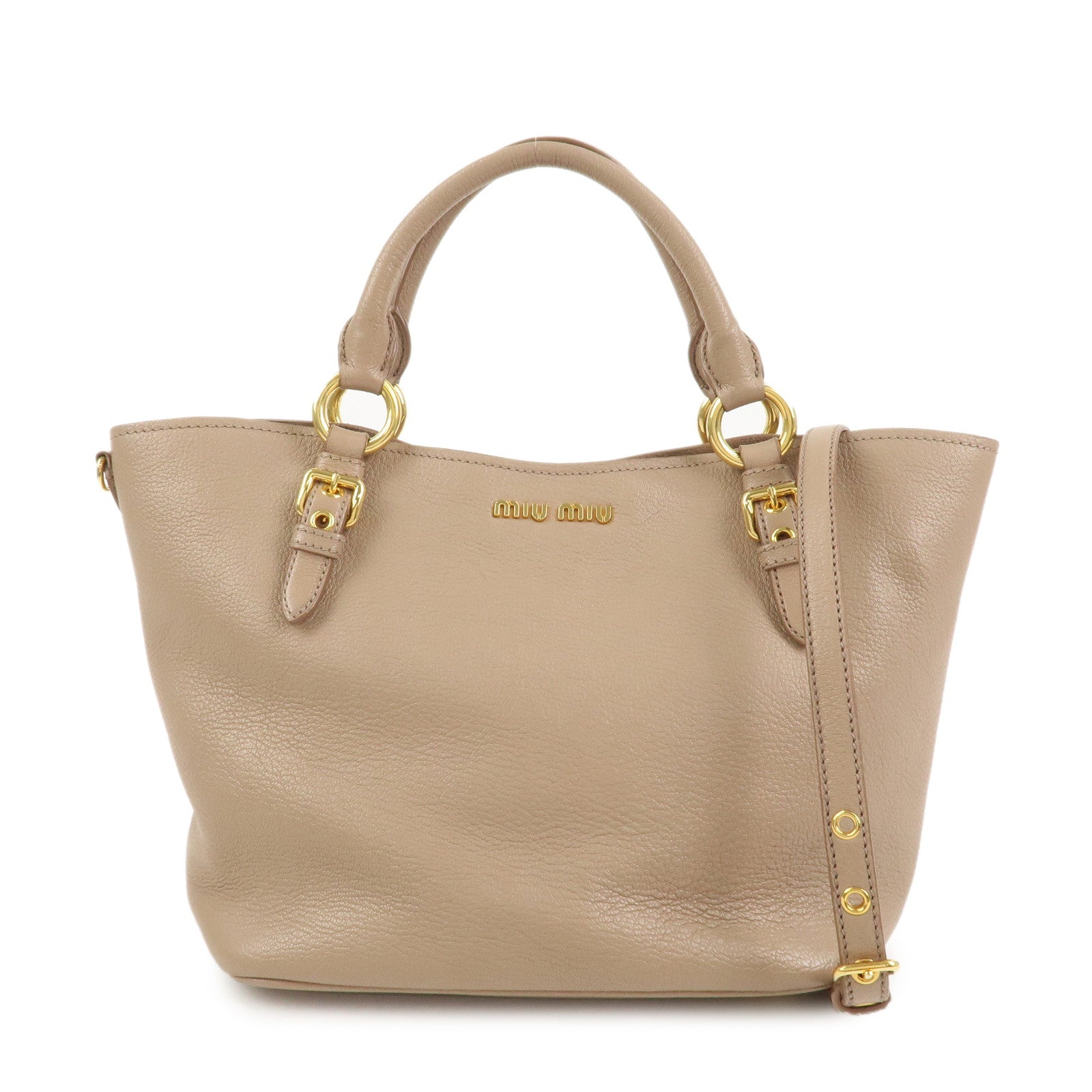 MIU MIU Madras Leather 2Way Shoulder Bag Hand Bag Pink Beige RN0886