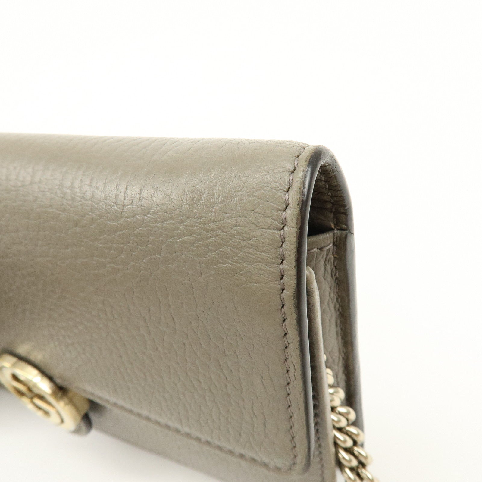 GUCCI Interlocking G Leather Chain Wallet Shoulder Bag Gray 510314