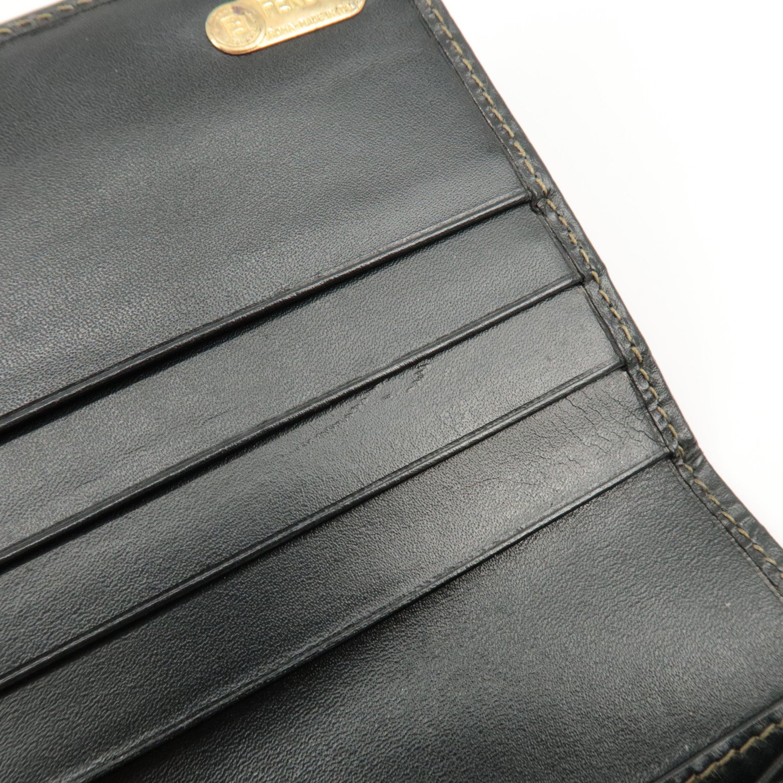 FENDI Pequin PVC Canvas Long Wallet Black Brown T20615 Used