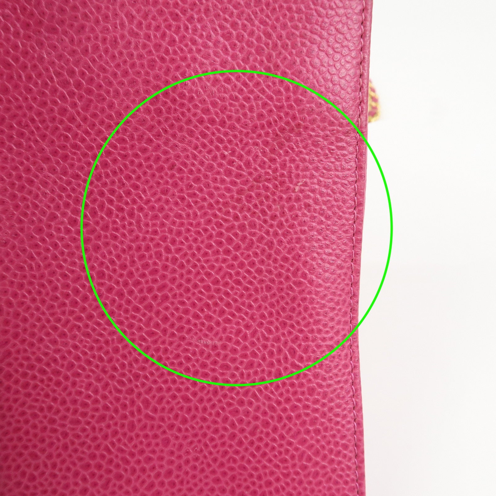 CHANEL COCO Mark Caviarskin Leather Chain Cell Phone Case Pink