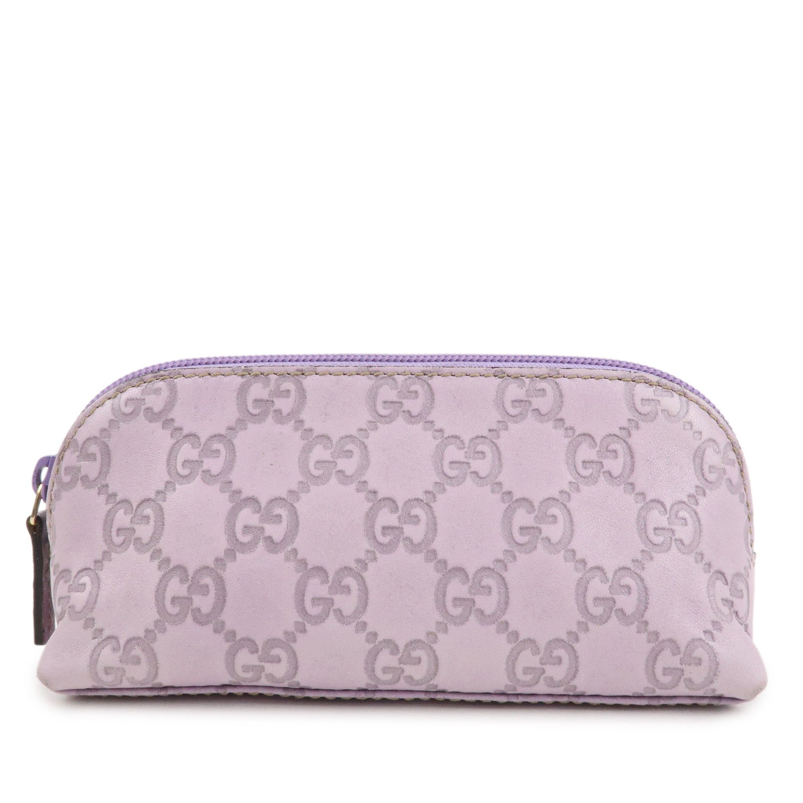 GUCCI Guccissima Leather Cosmetic Pouch Purple 272367 Used