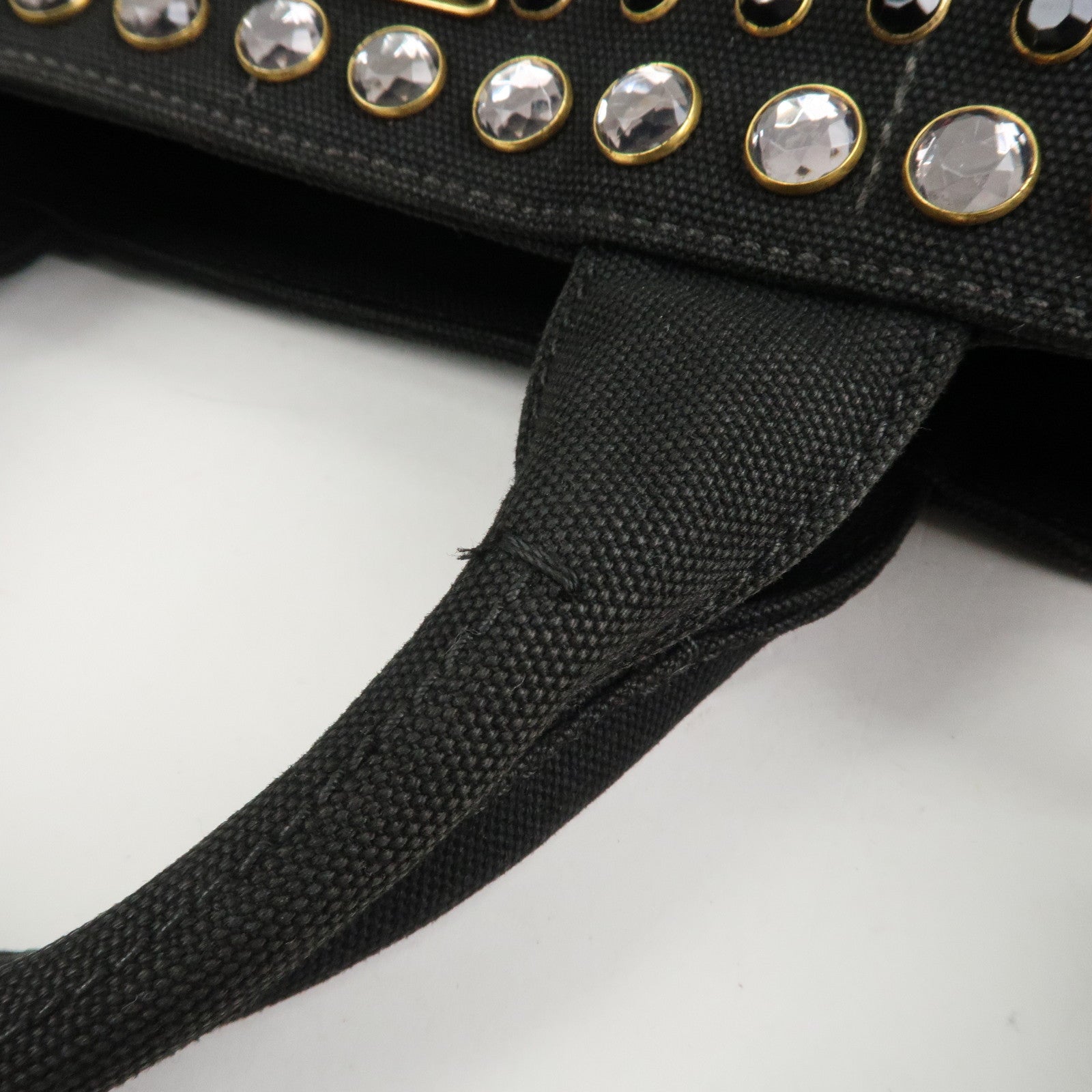 PRADA Canapa Mini Canvas 2Way Hand Bag Tote Bag Black 1BG439 Used