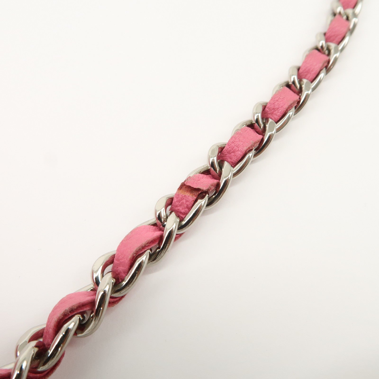 CHANEL Matelasse Leather COCO Mark Chain Shoulder Bag Pink Used