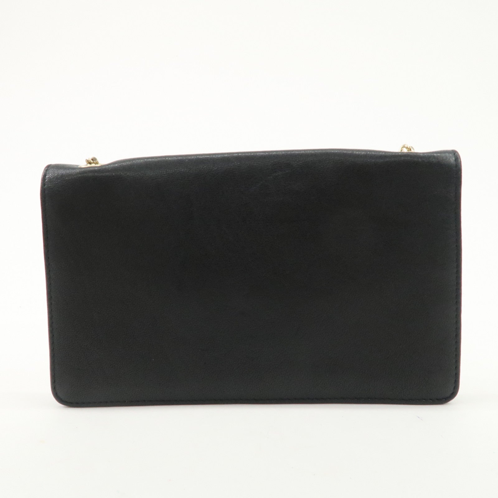 Chloe Leather Chain Shoulder Bag Black Gold Hardware Used