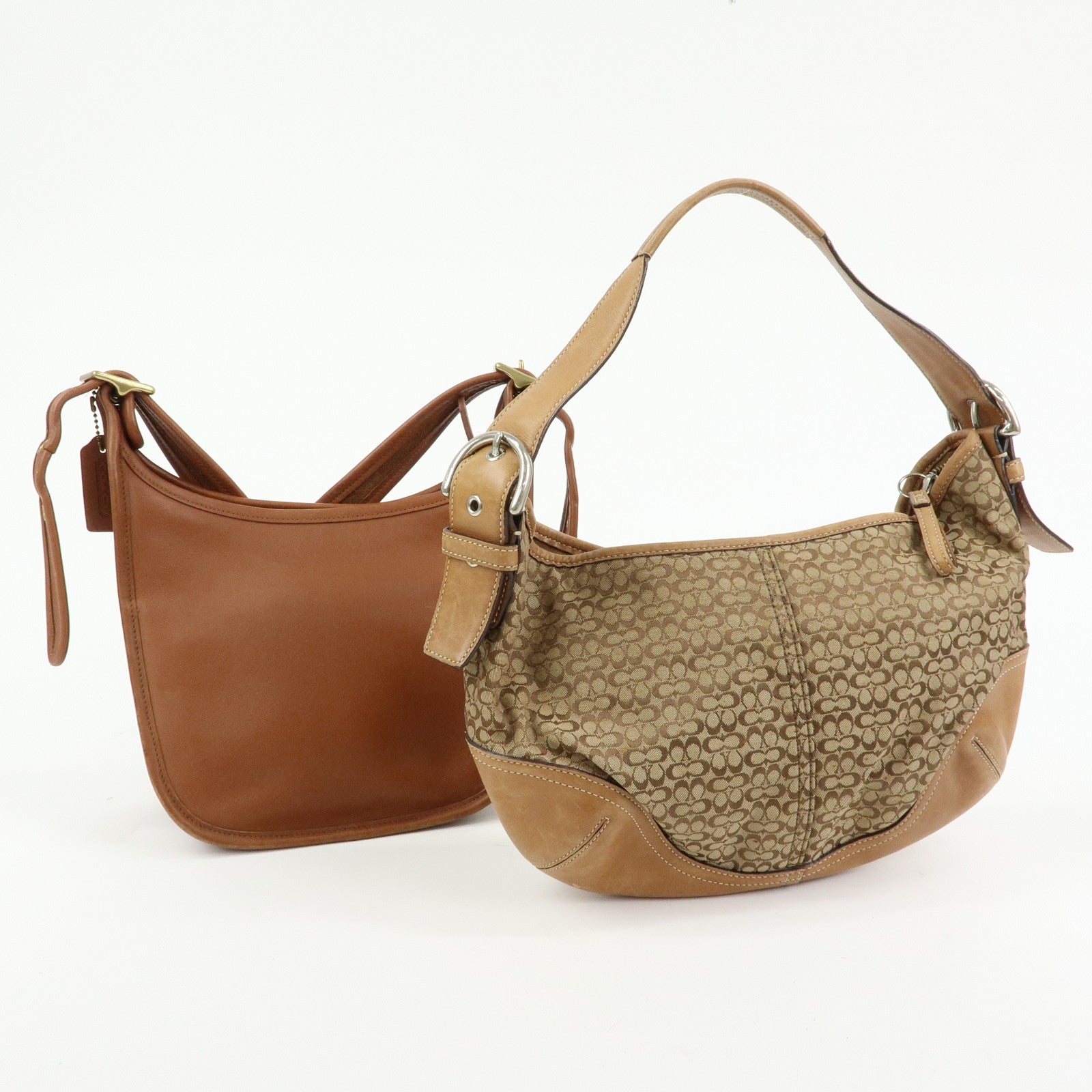 COACH Signature Ergo Set of 2 Leather Canvas Shoulder Bag Brown