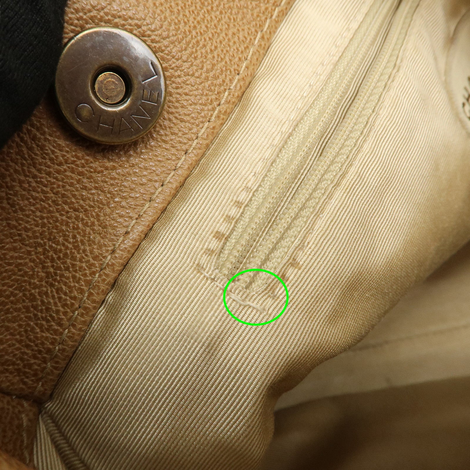 CHANEL COCO Mark Caviarskin Leather Shoulder Bag Tote Bag Brown Used