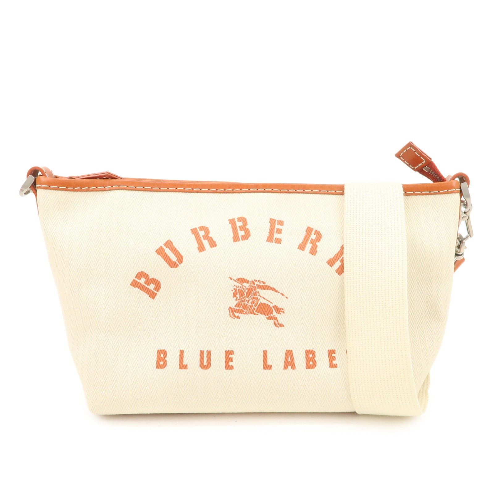 BURBERRY Blue Label Canvas Leather Shoulder Bag Ivory Brown