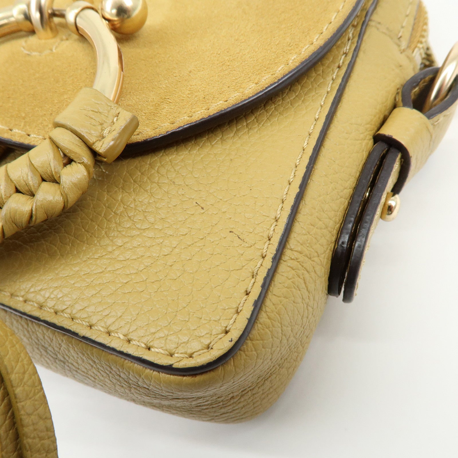 Chloe See by Chloe Leather Suede Chain Shoulder Bag Beige