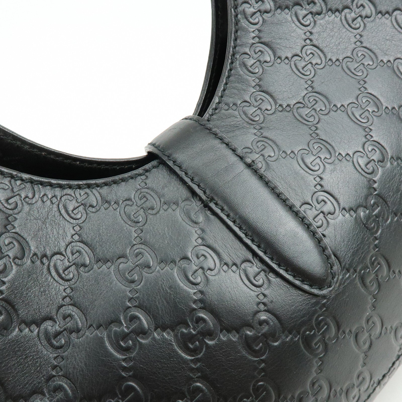GUCCI Jackie Guccissima Leather Hand Bag Shoulder Bag Black 14819