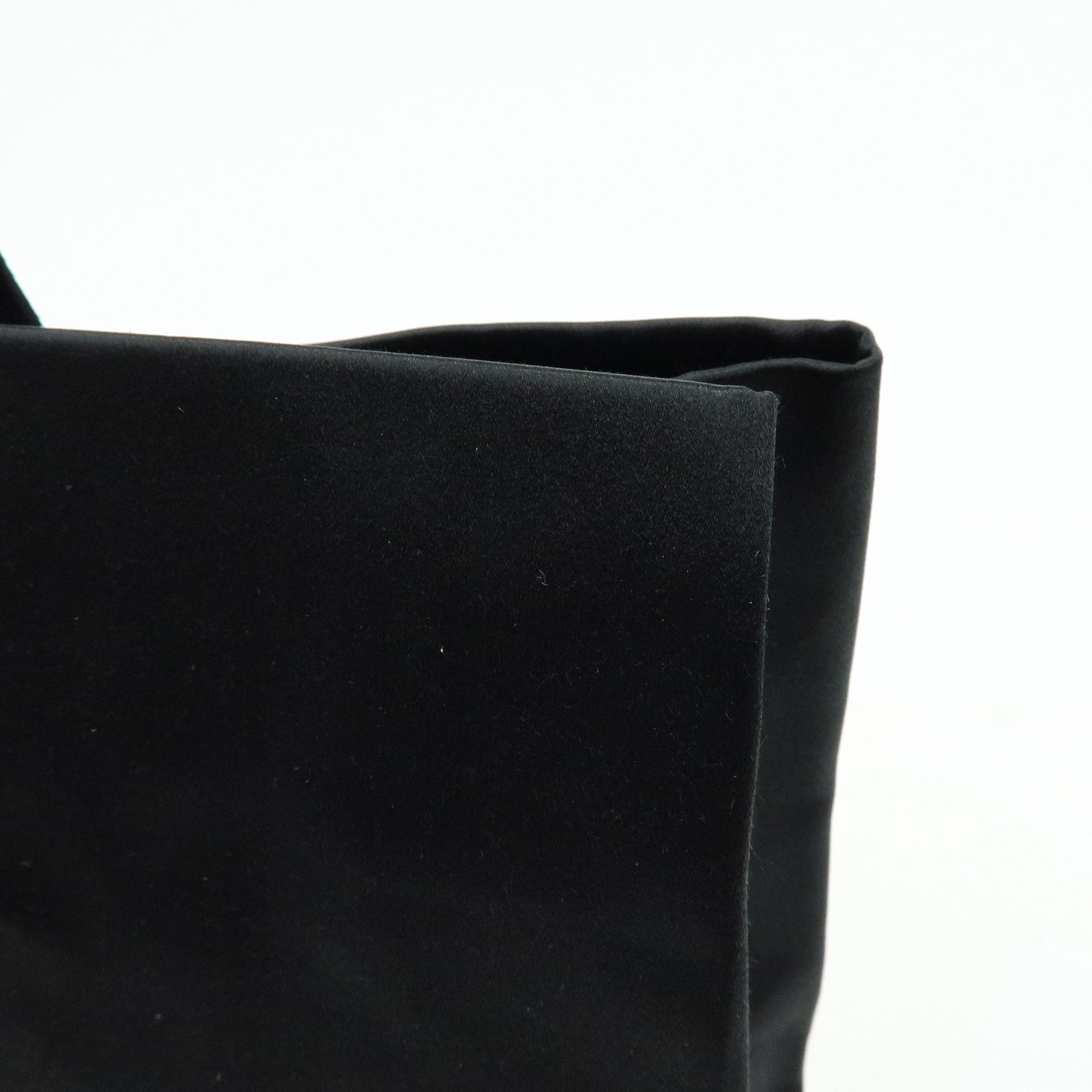 PRADA Triangle Logo Satin Tote Bag Hand Bag Black