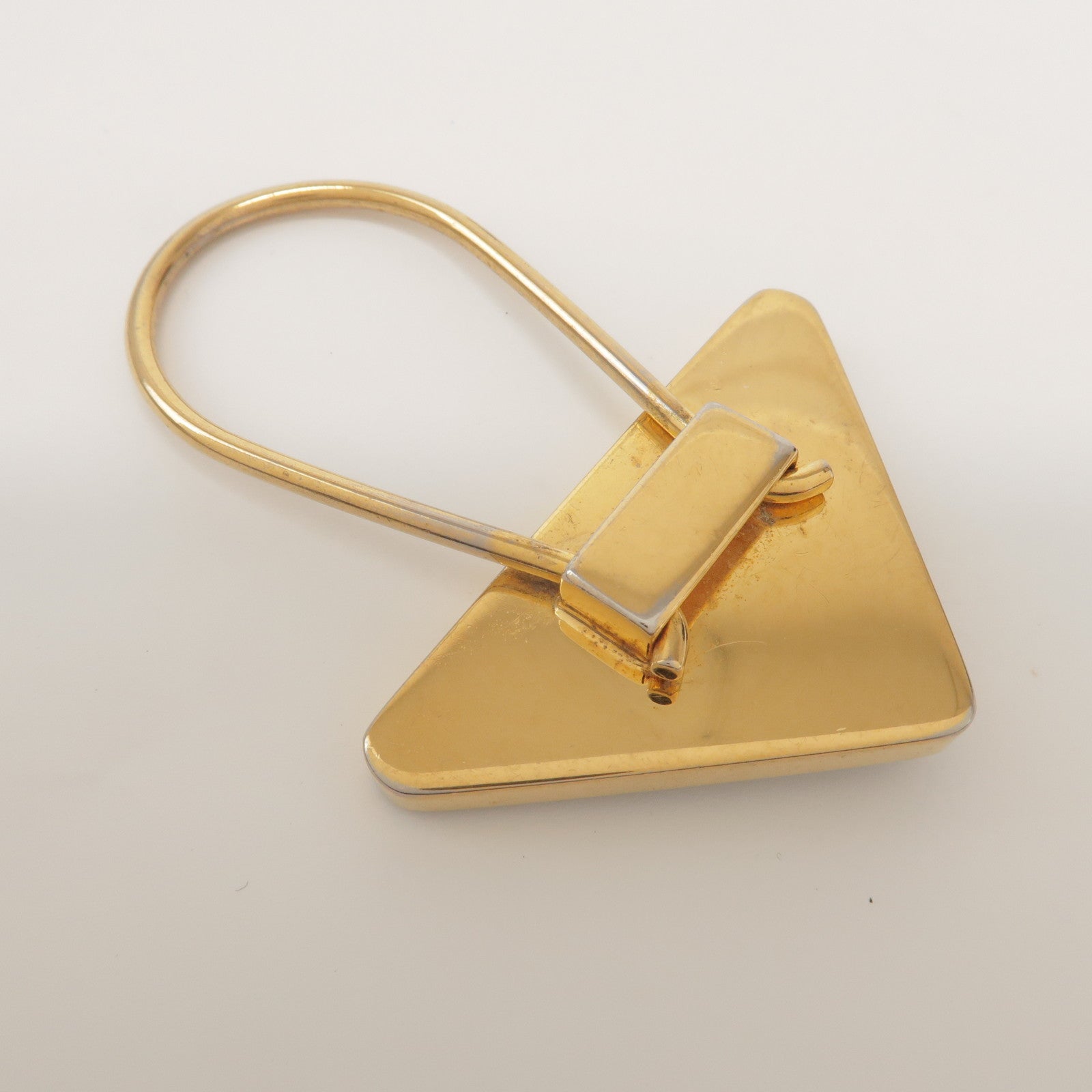 PRADA Triangle Logo Metal Saffiano Leather Set of 2 Key Holders