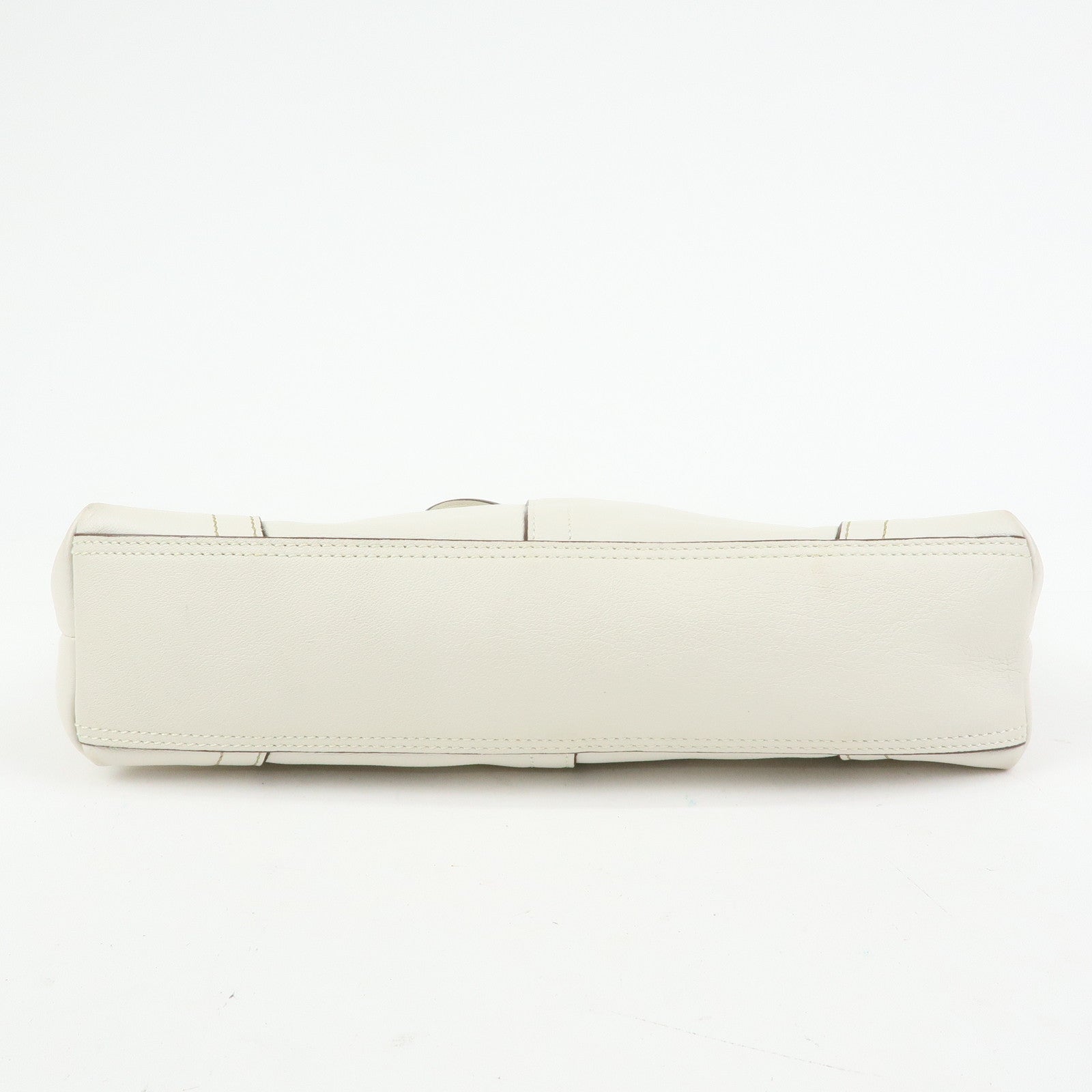 COACH Leather Hand Bag Shoulder Bag Pouch Charm White