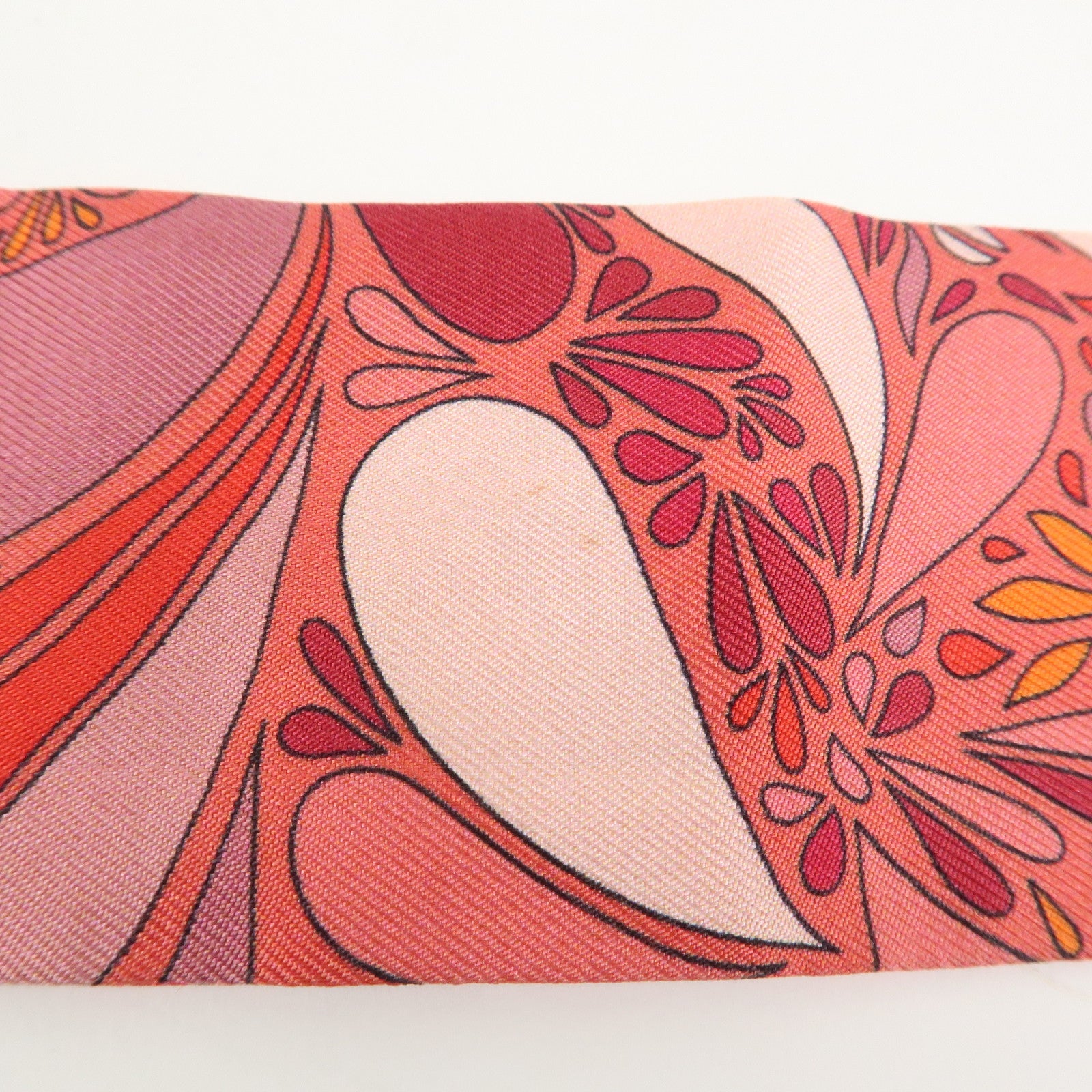 HERMES Twilly 100% Silk Scarf MILLEFLEURS DU MEXIQUE Orange