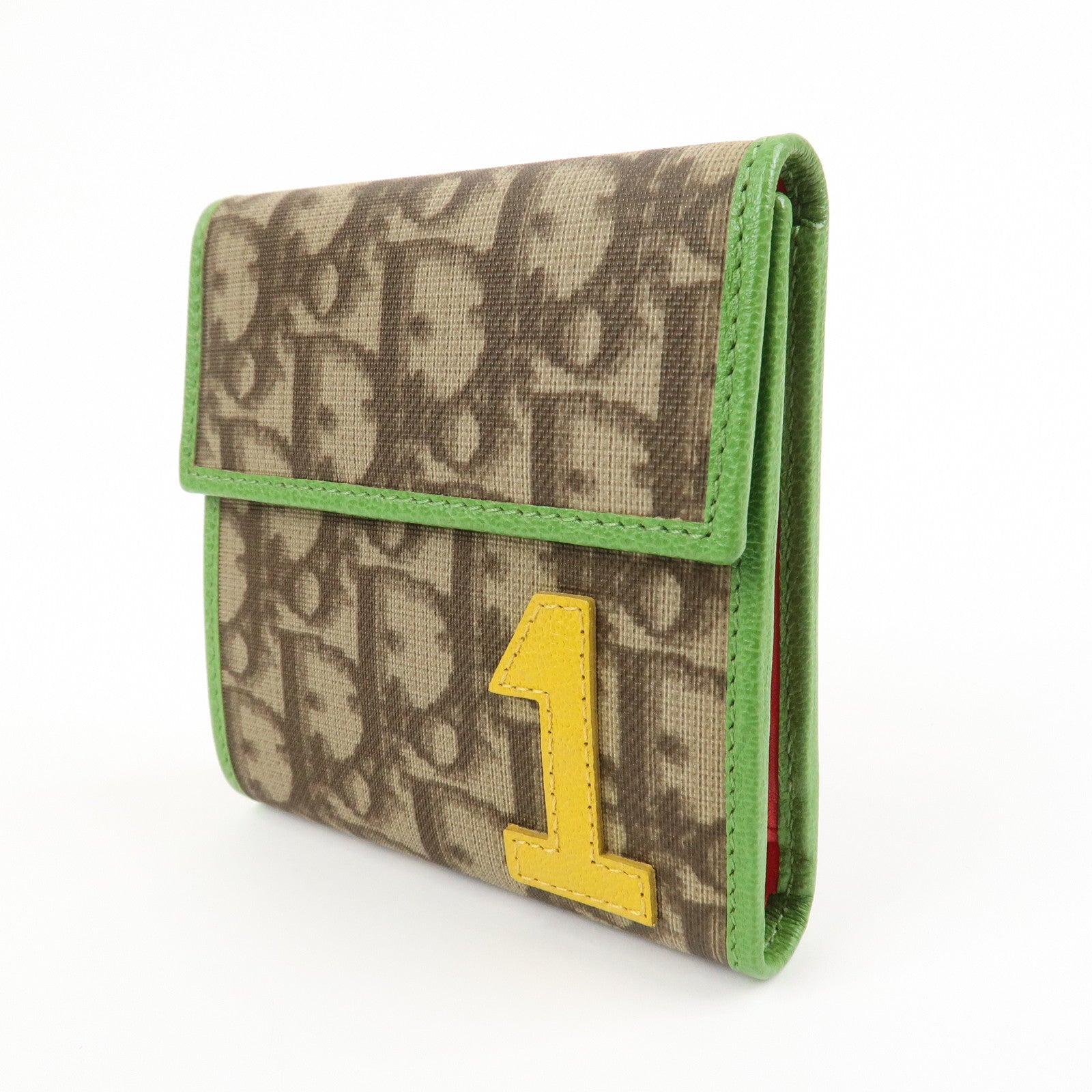 Christian Dior Rasta Trotter PVC Leather Compact Wallet Brown Green