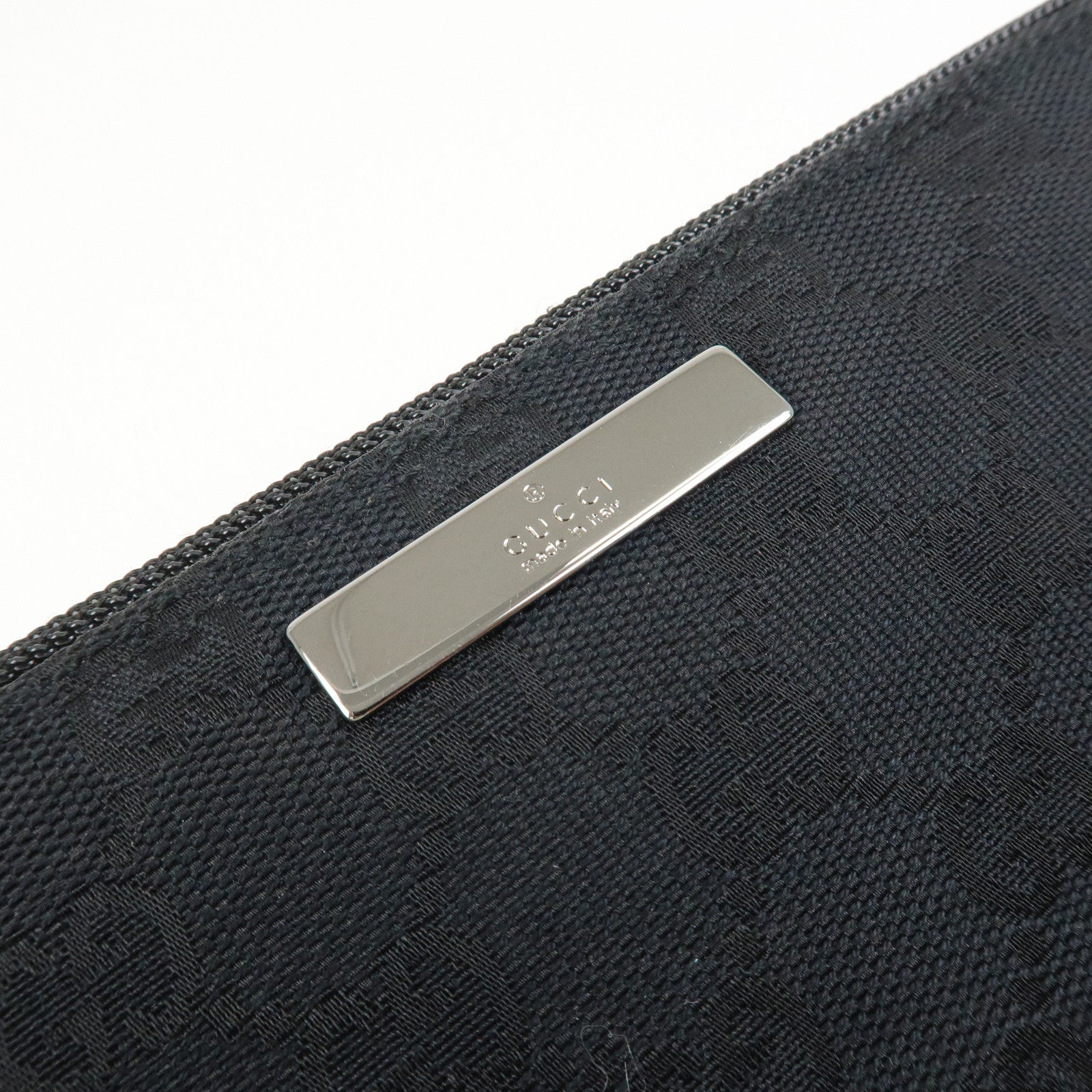 GUCCI GG Canvas Leather Accessory Pouch Hand Bag Black 039.1103