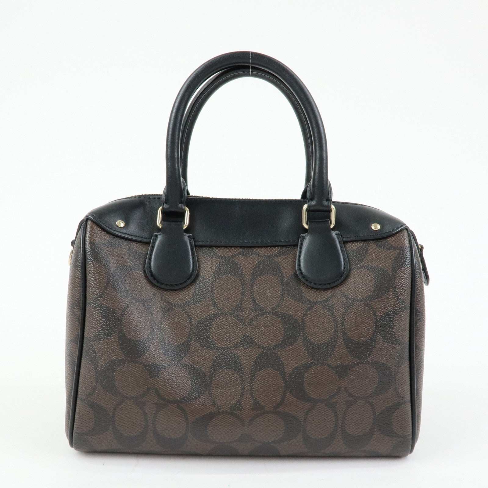 COACH Signature PVC Leather 2Way Shoulder Bag Hand Bag Dark Brown