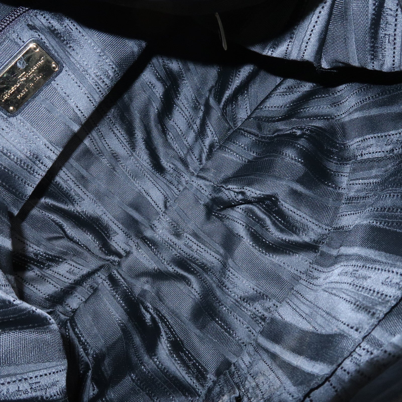 Ferragamo Nylon Patent Leather Shoulder Bag Hand Bag Leopard Black