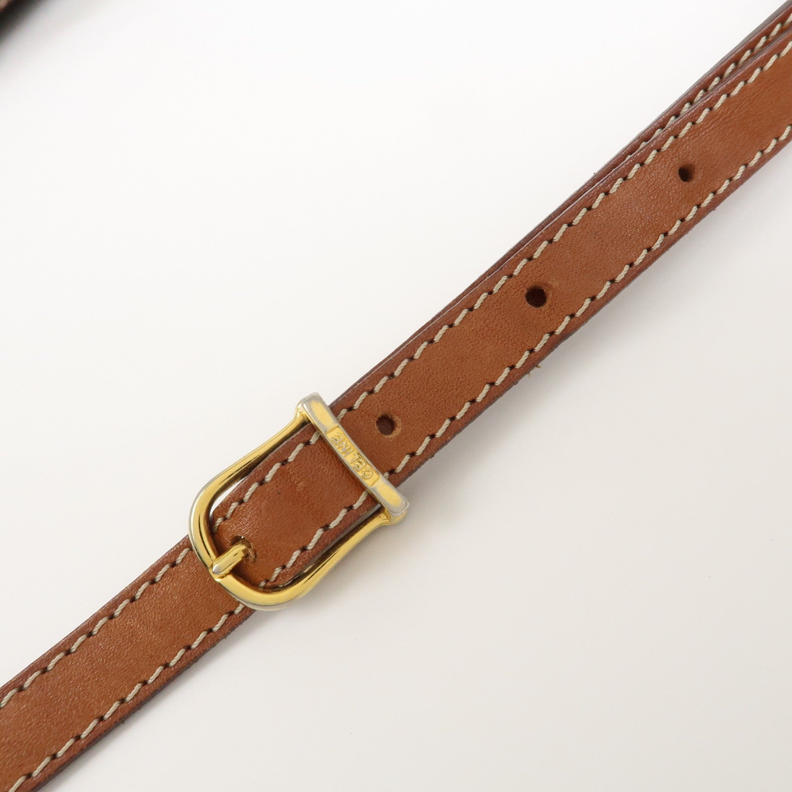 CELINE Macadam PVC Leather Shoulder Bag Brown Gold HDW