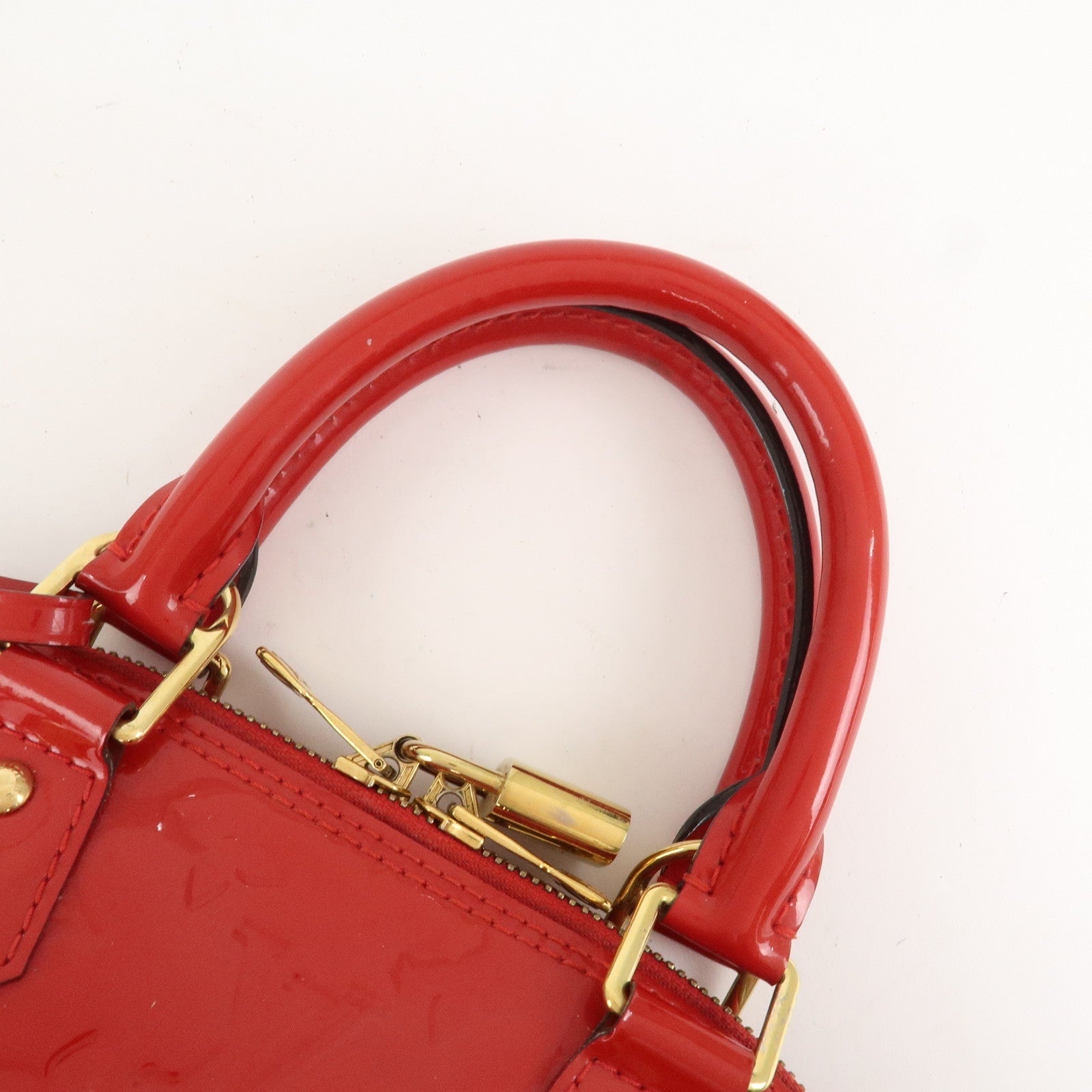 Louis Vuitton Monogram Vernis Alma BB 2Way Hand Bag Cerise M90174 Used