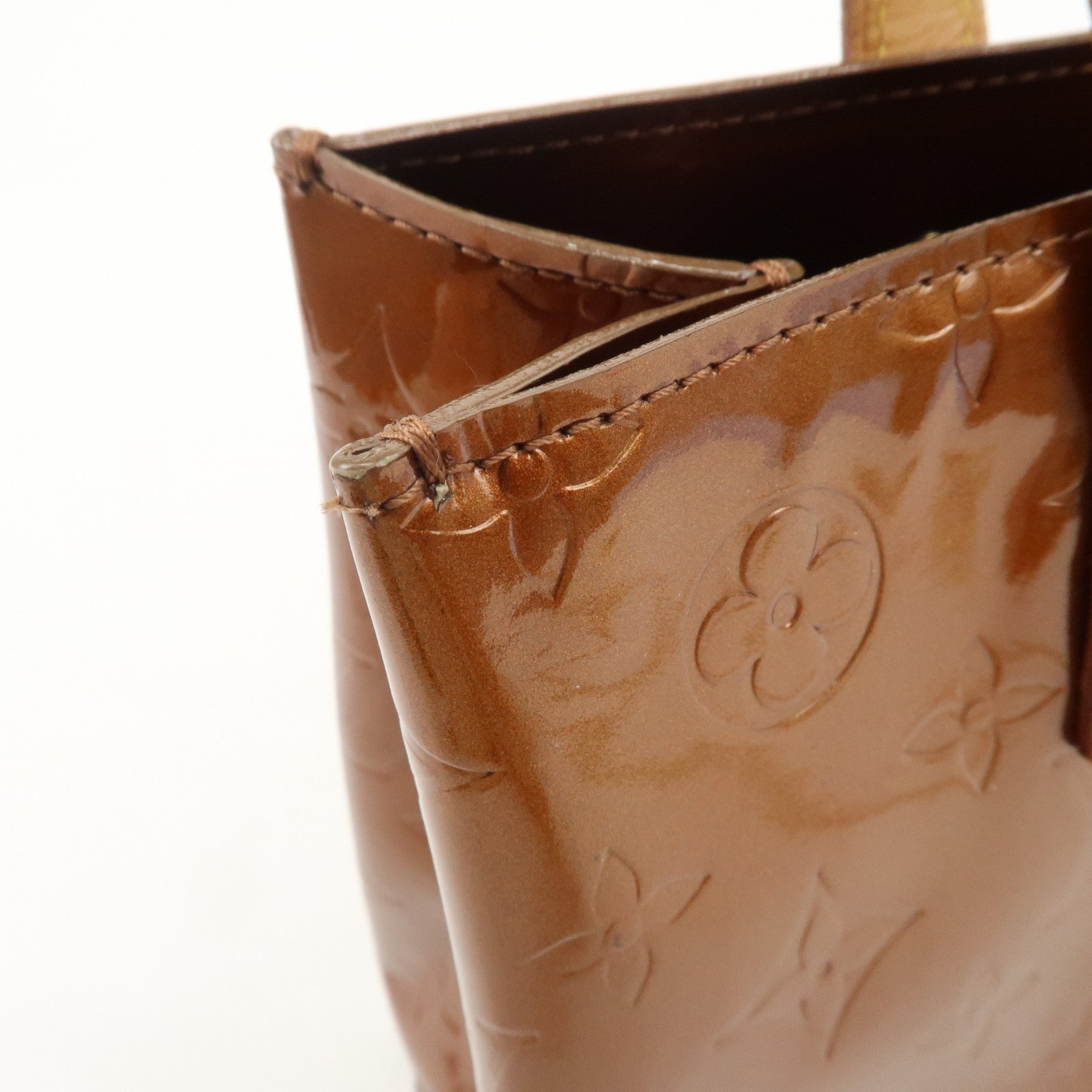 Louis Vuitton Monogram Vernis Lead PM Hand Bag Bronze M91146 Used