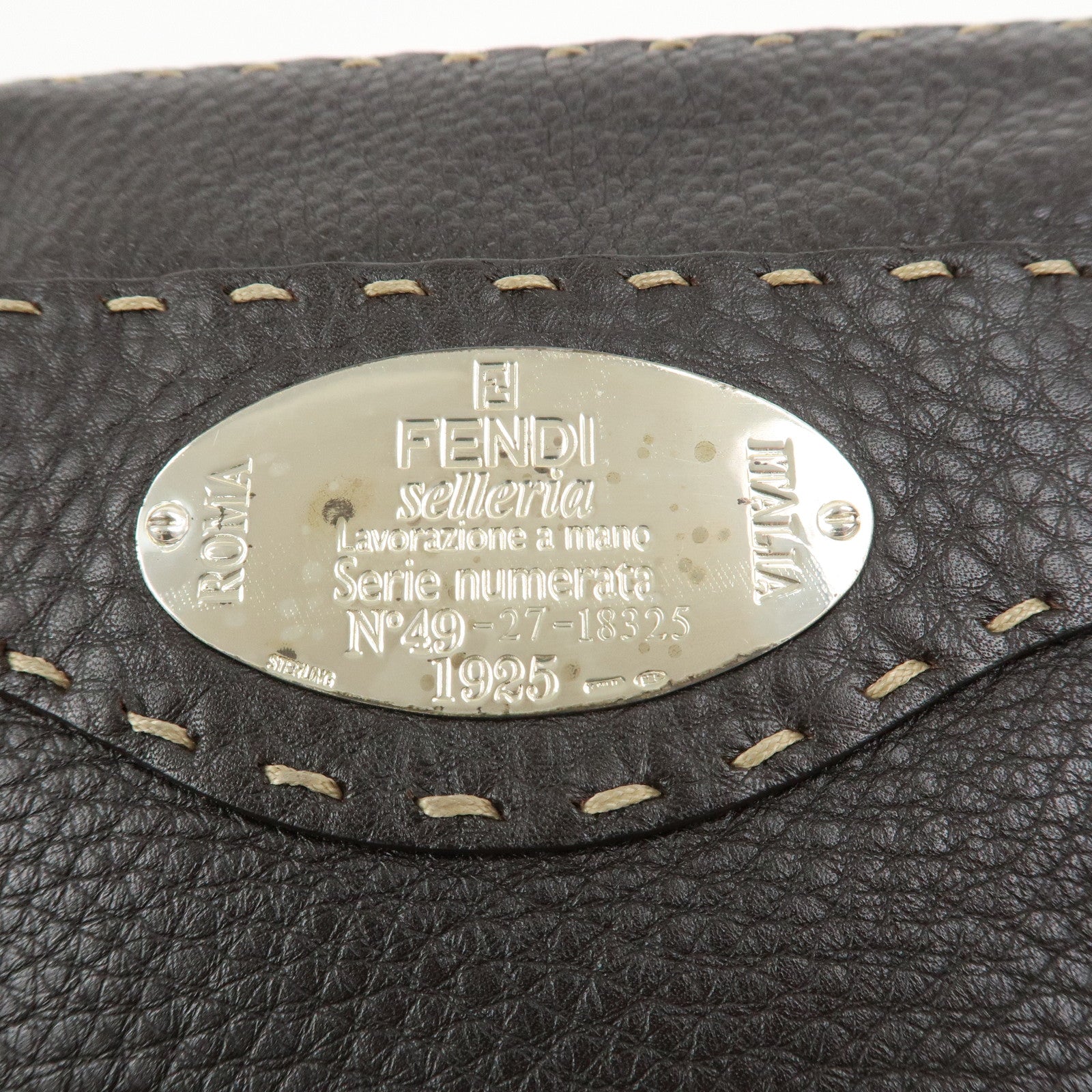 FENDI Selleria Leather Shoulder Bag Crossbody Bag Brown 8BT092