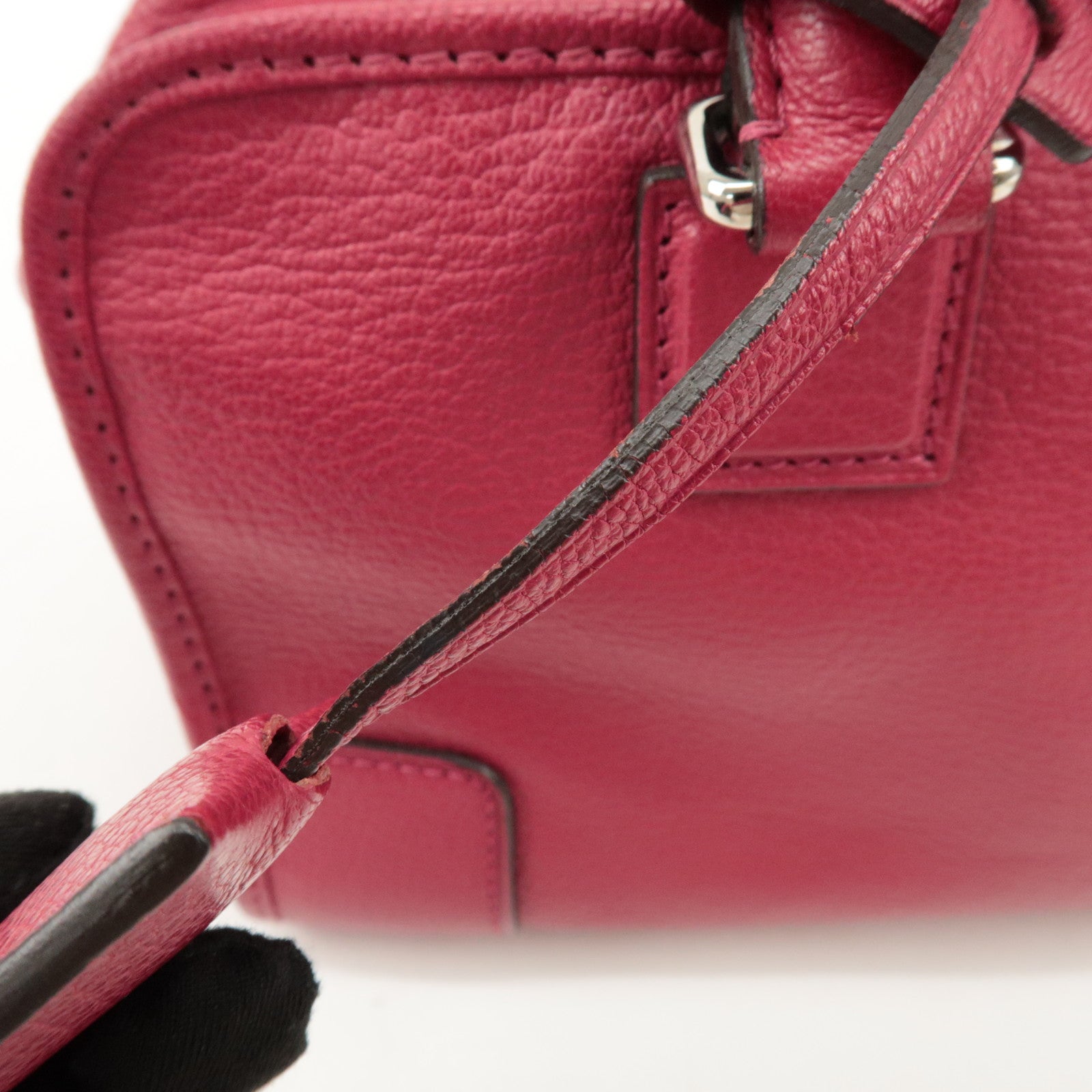 LOEWE Anagram Leather Amazona 28 Hand Bag Boston Bag Red Used