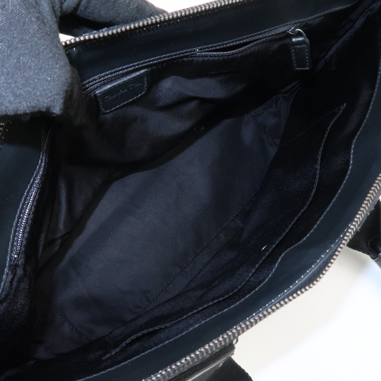 Christian Dior Trotter Canvas Leather Hand Bag Tote Bag Black