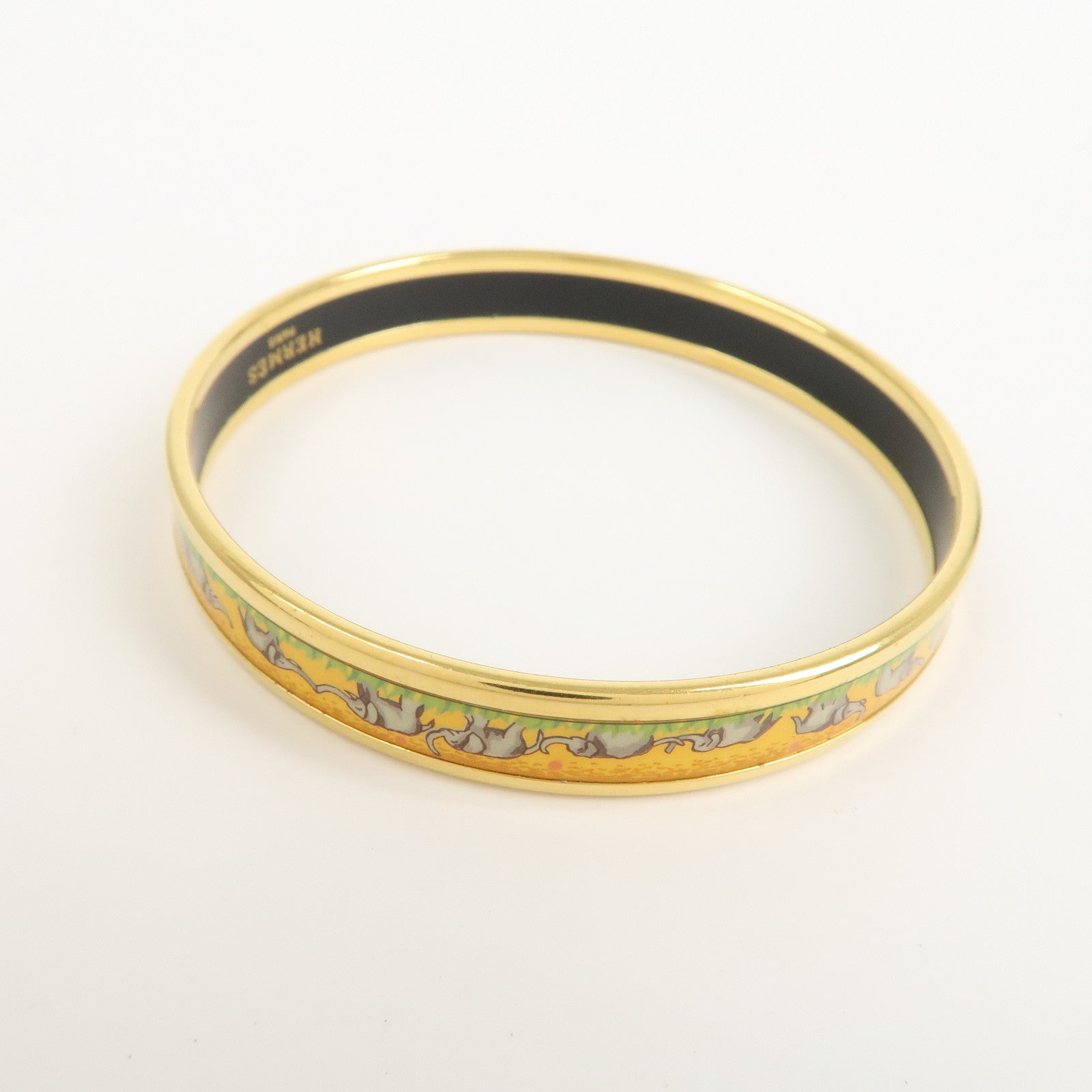 HERMES Email PM Gold Plated Bracelet Bangle Orange