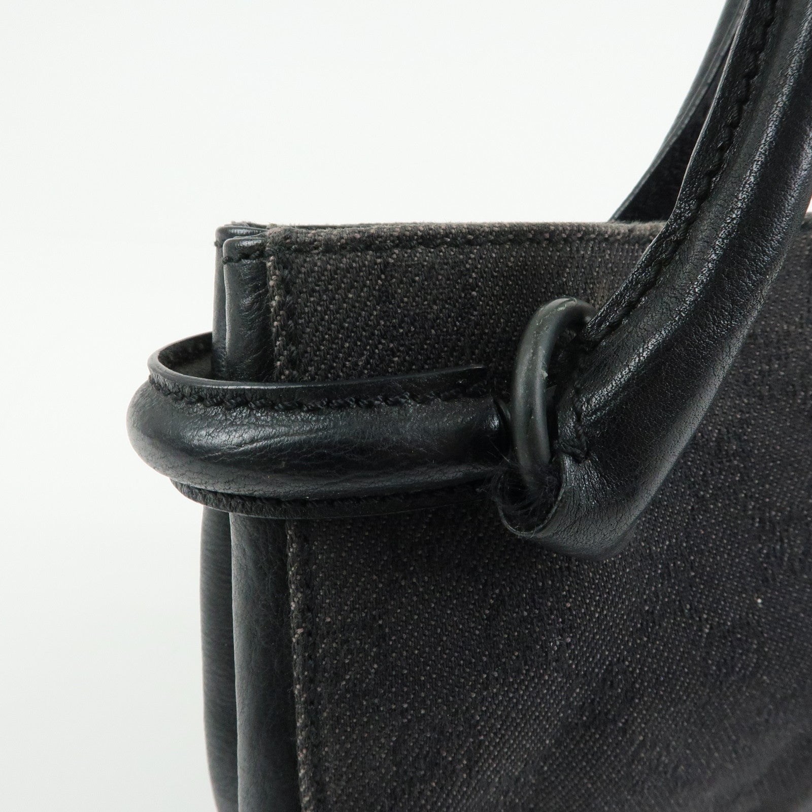 GUCCI GG Denim Leather Shoulder Bag Hand Bag Black 101345