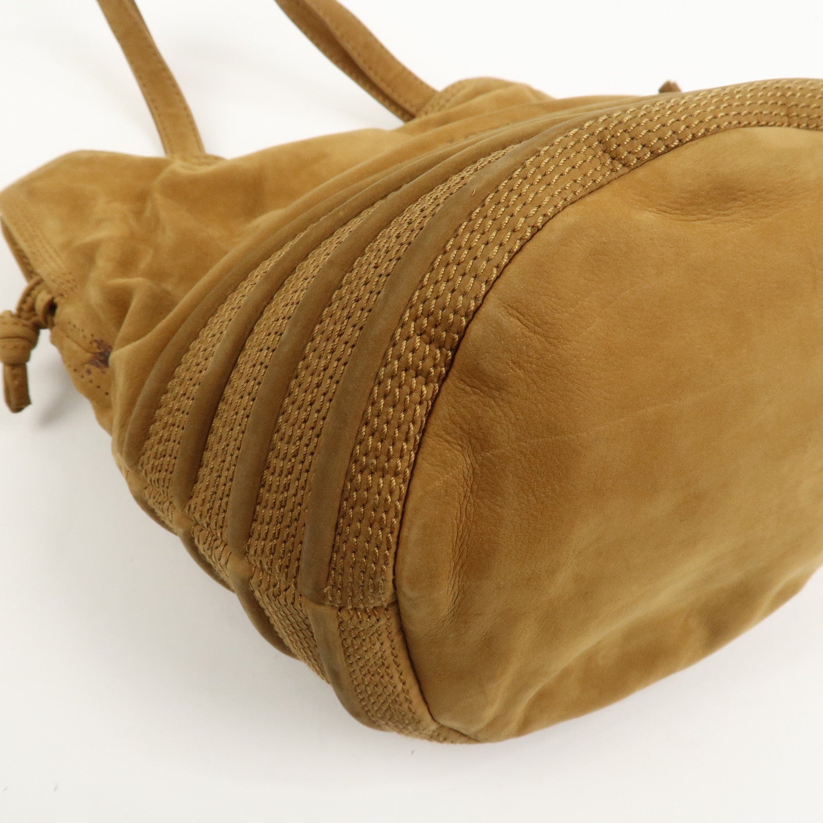 LOEWE Anagram Suede Drawstring Hand Bag Brown