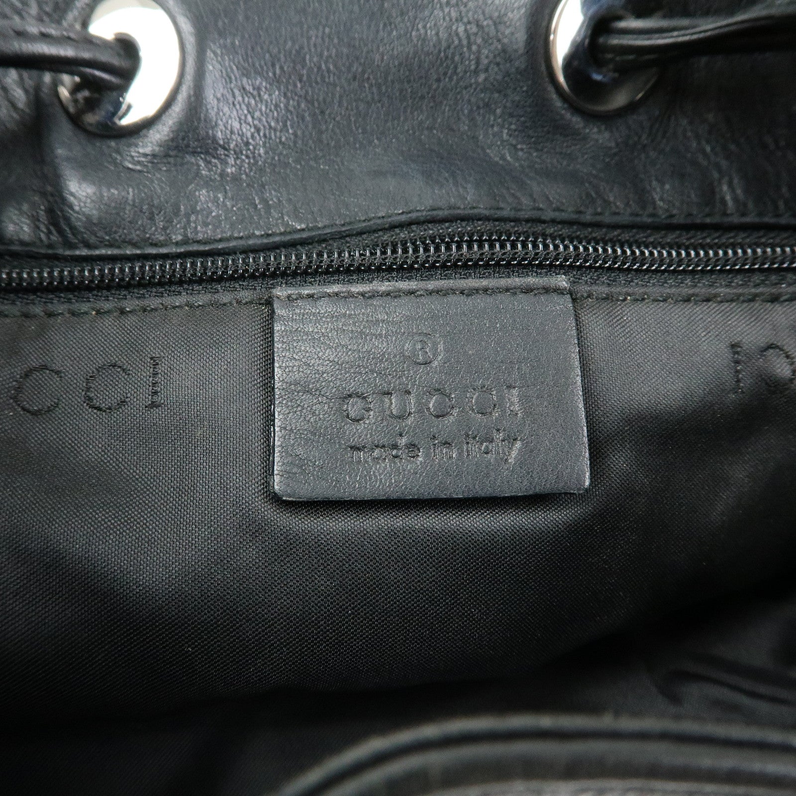 GUCCI Bamboo Leather Shoulder Bag Hand Bag Black 0014033