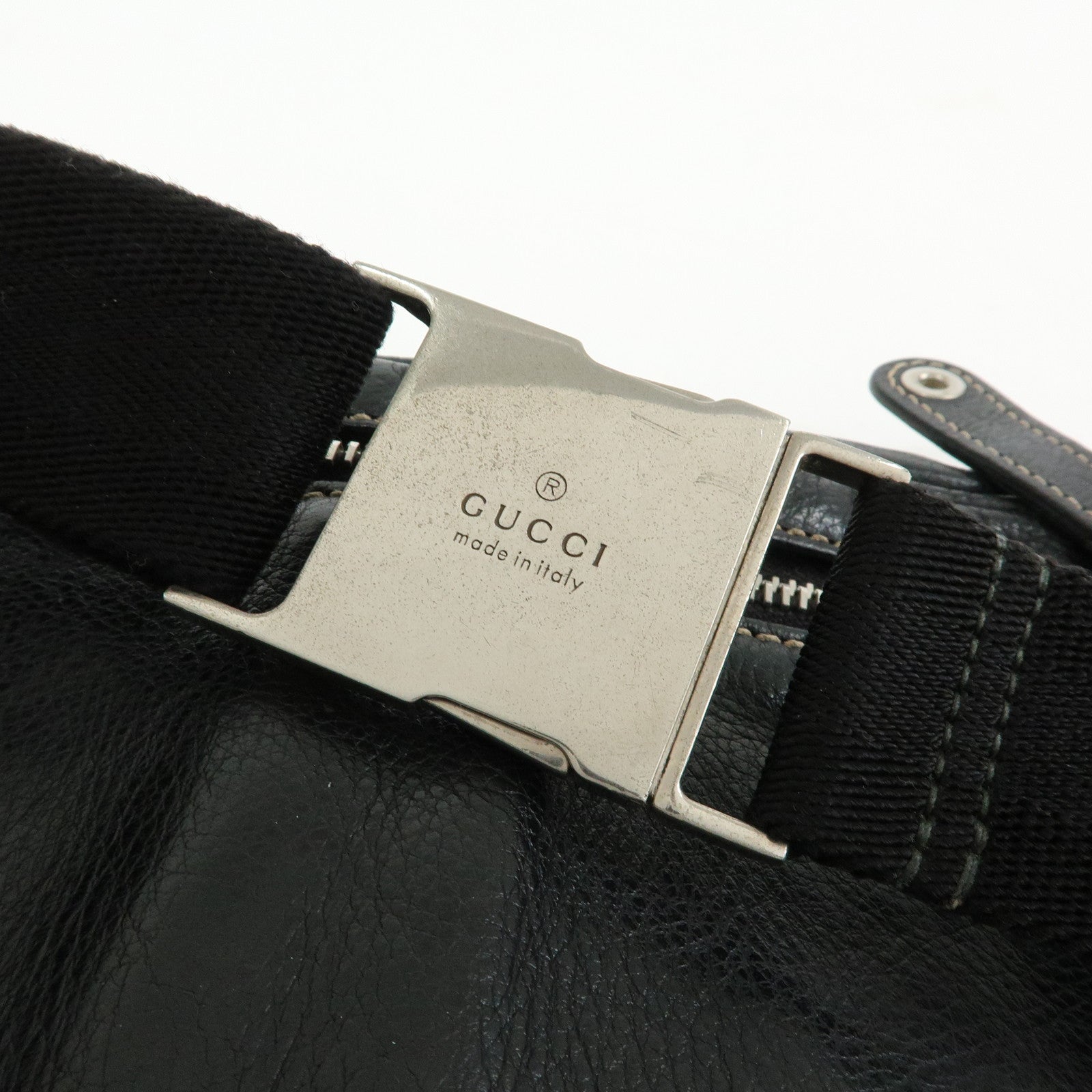 GUCCI Leather Waist Pouch Body Bag Crossbody Bag Black 201846