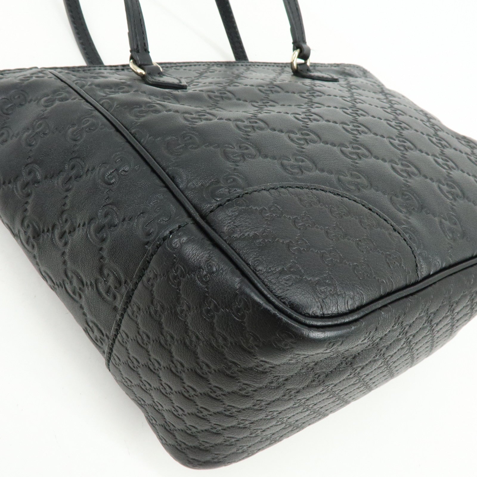 GUCCI Interlocking G Micro Guccissima Leather Hand Bag Black 353119
