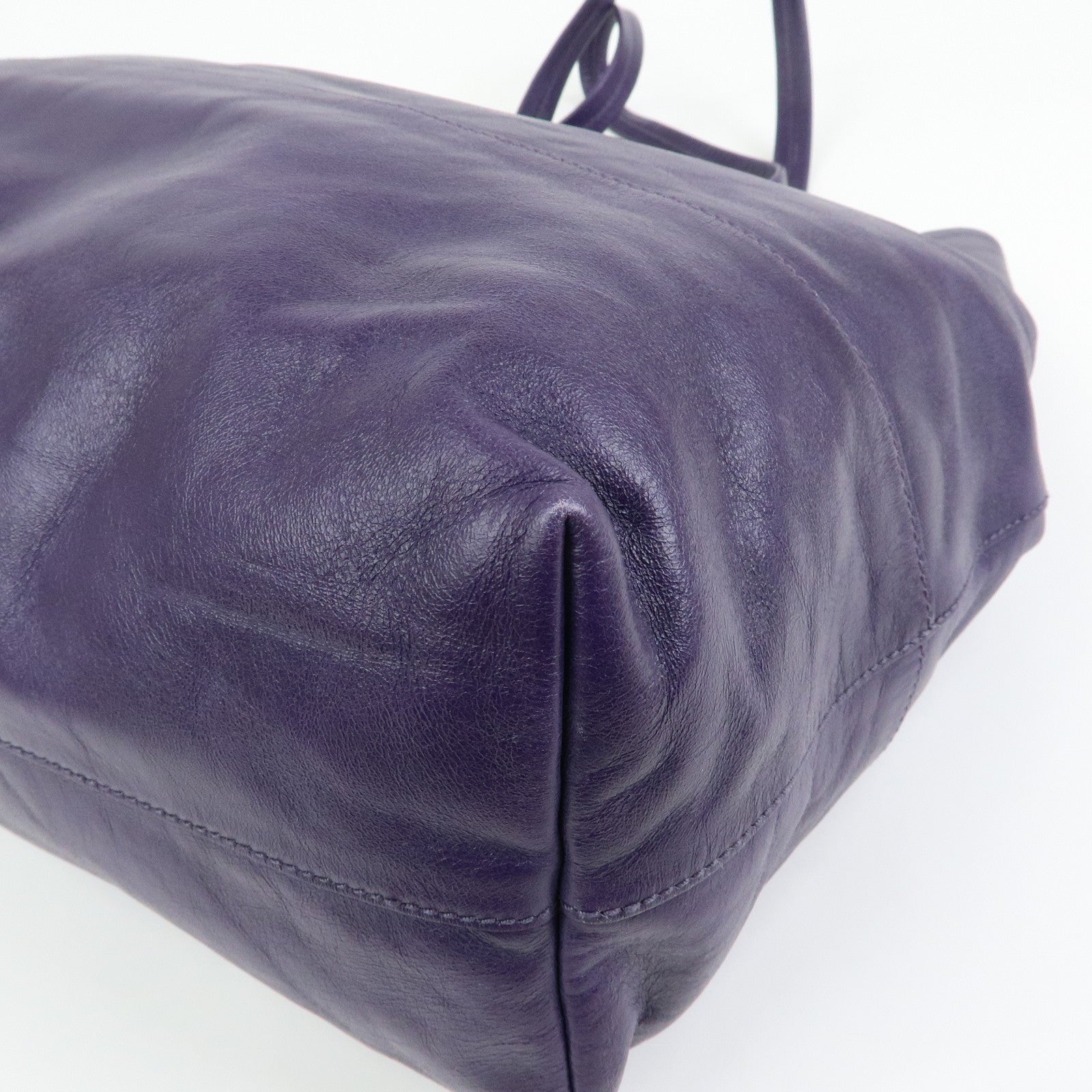 MIU MIU Soft Leather Shopping Tote Bag Shoulder Bag Purple RR1820