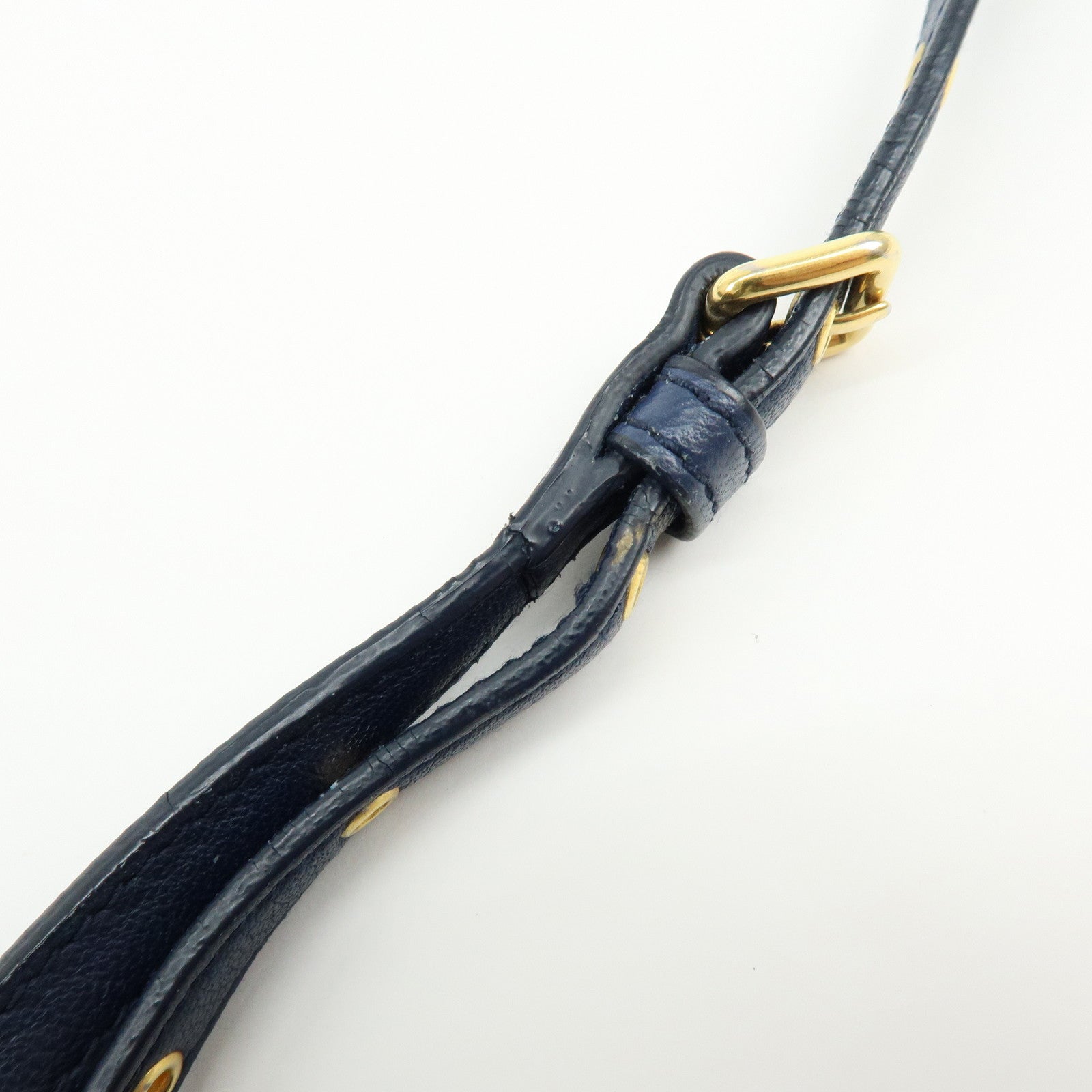 MIU MIU Matelasse Leather Gathered Shoulder Bag Crossbody Bag Navy