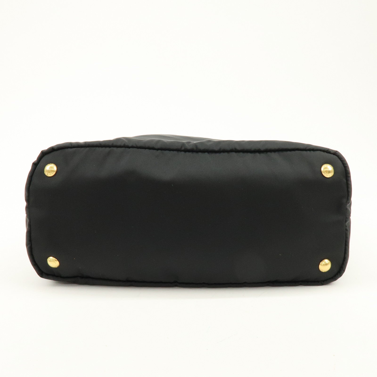 PRADA Triangle Logo Nylon Saffiano Leather 2Way Bag Hand Bag Black