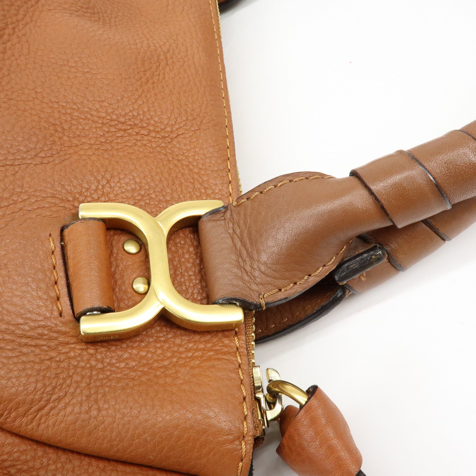 Chloe Marcie Leather Tote Bag Hand Bag Shoulder Bag Brown