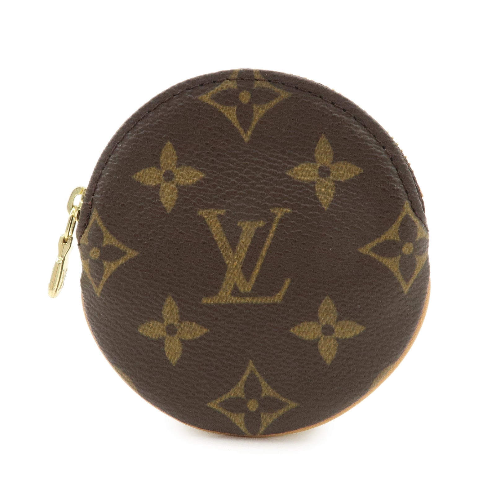 Louis Vuitton Monogram Porte Monnaie Rond Coin Case Brown M61926 Used