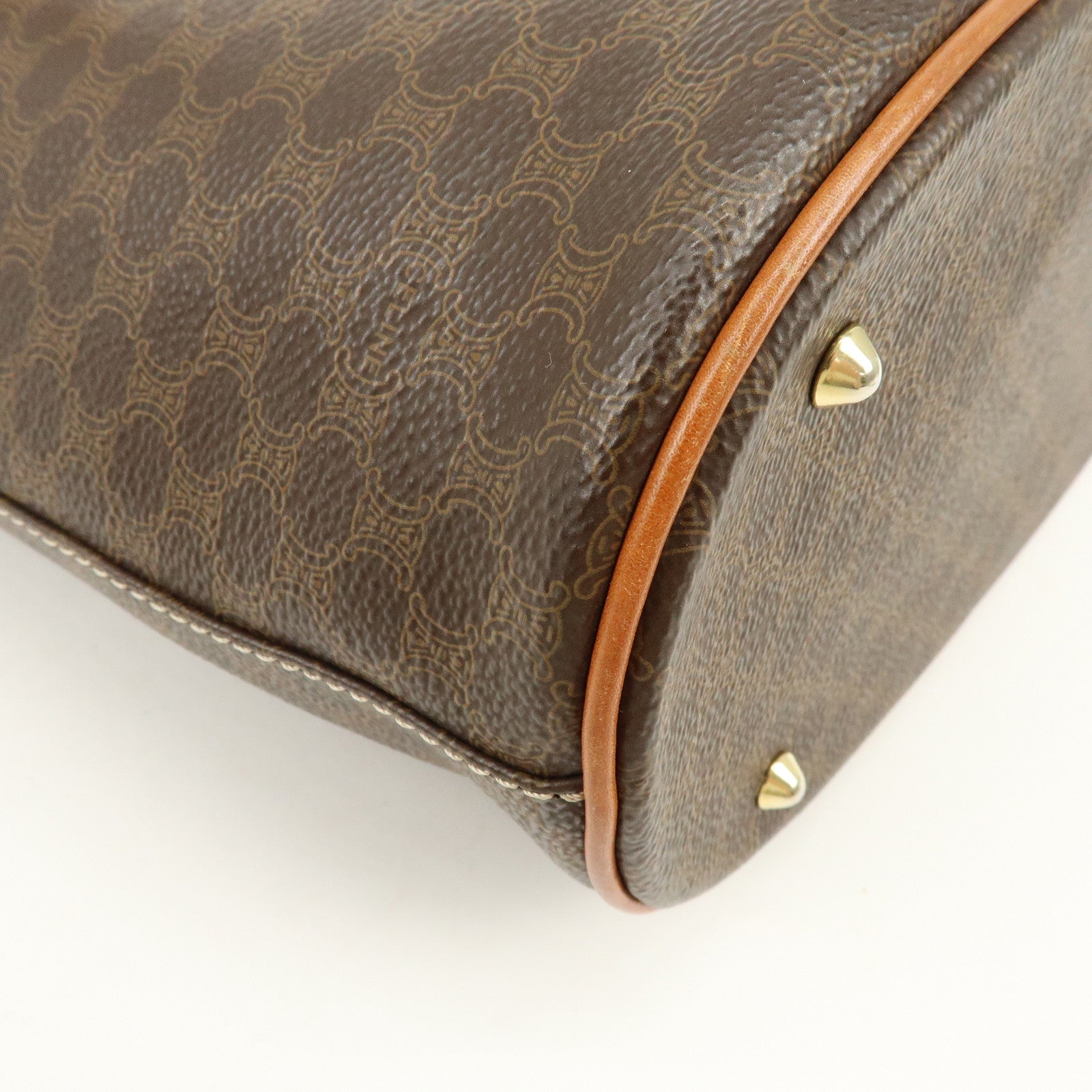 CELINE Macadam PVC Leather Tote Bag Hand Bag Shoulder Bag Brown