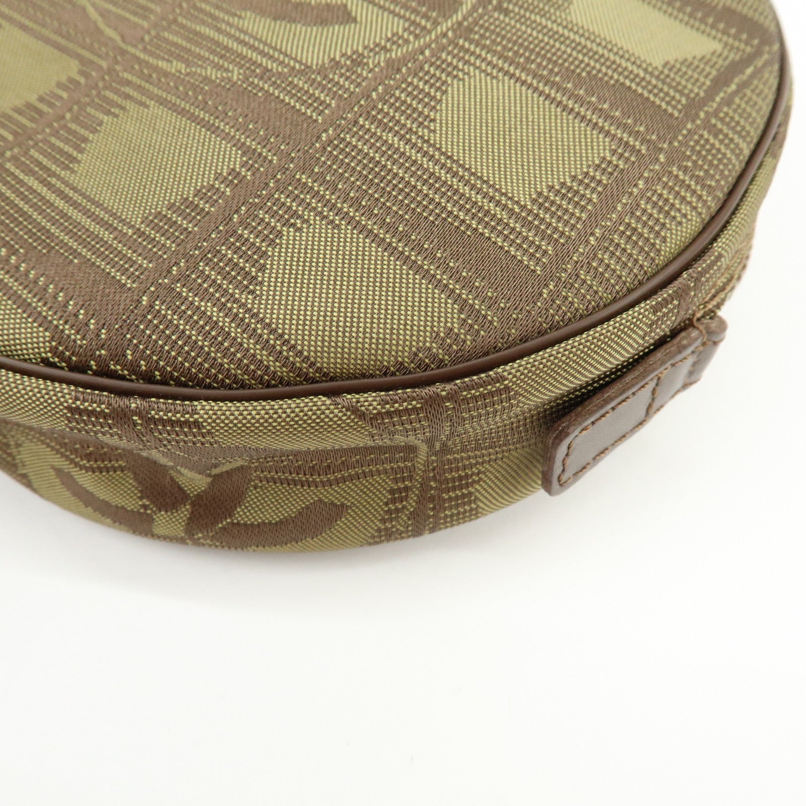 CHANEL New Travel Line COCO Mark Canvas Cosmetic Pouch Khaki Brown