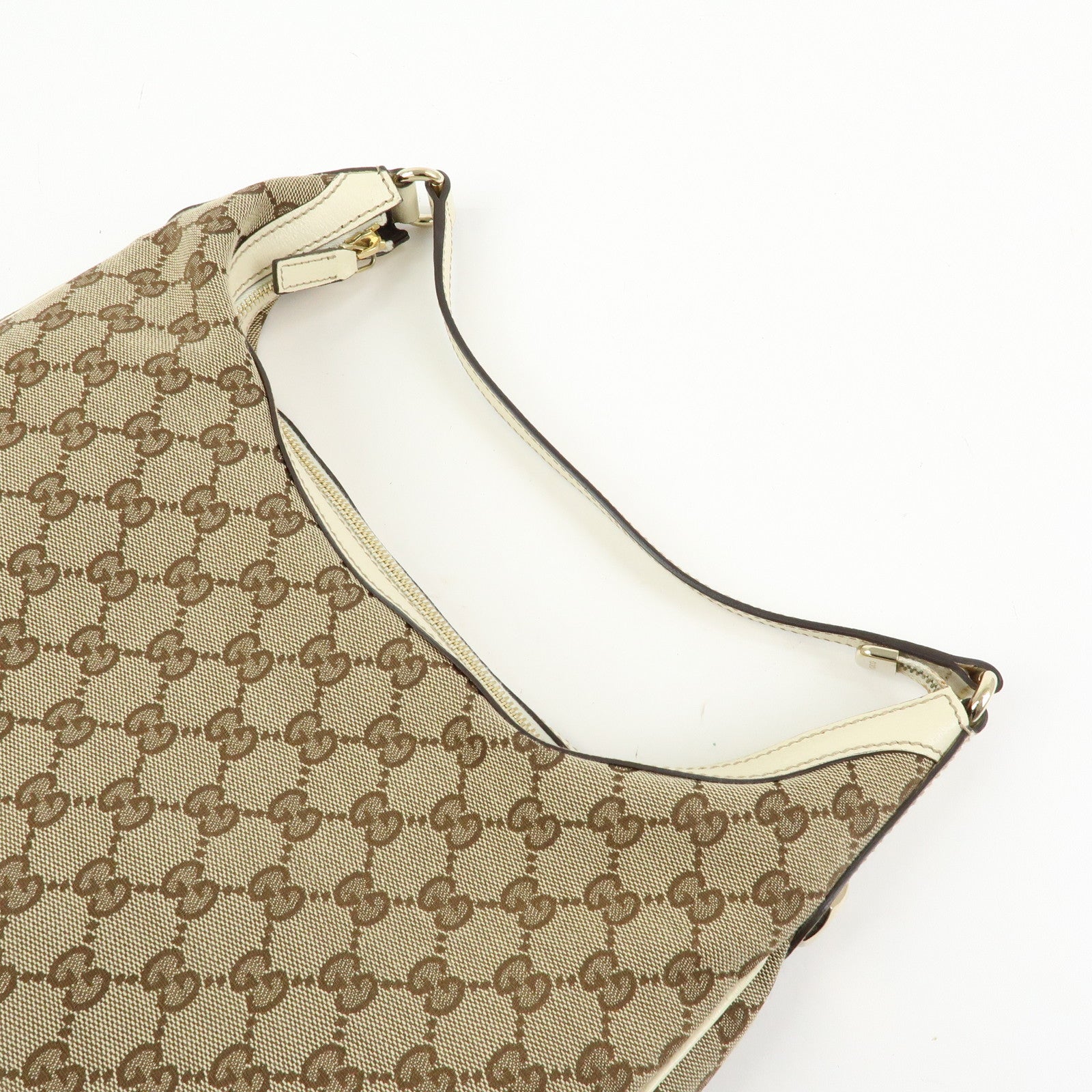 GUCCI GG Canvas Leather Shoulder Bag Hand Bag Beige Ivory 153010
