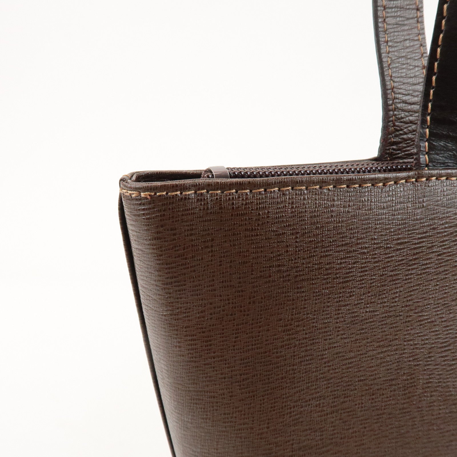 BURBERRY Logo Leather Tote Bag Shoulder Bag Brown