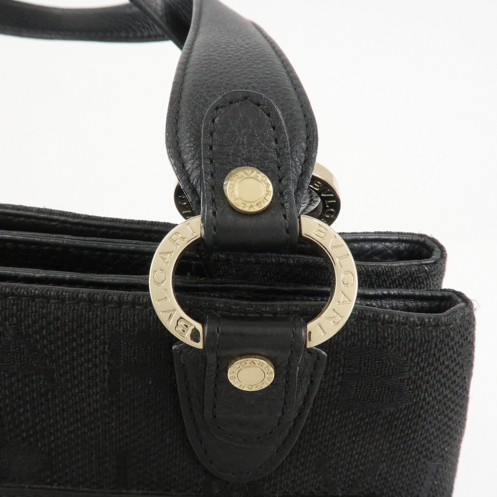 BVLGARI Logo Mania Canvas Leather 2Way Bag Shoulder Bag Black