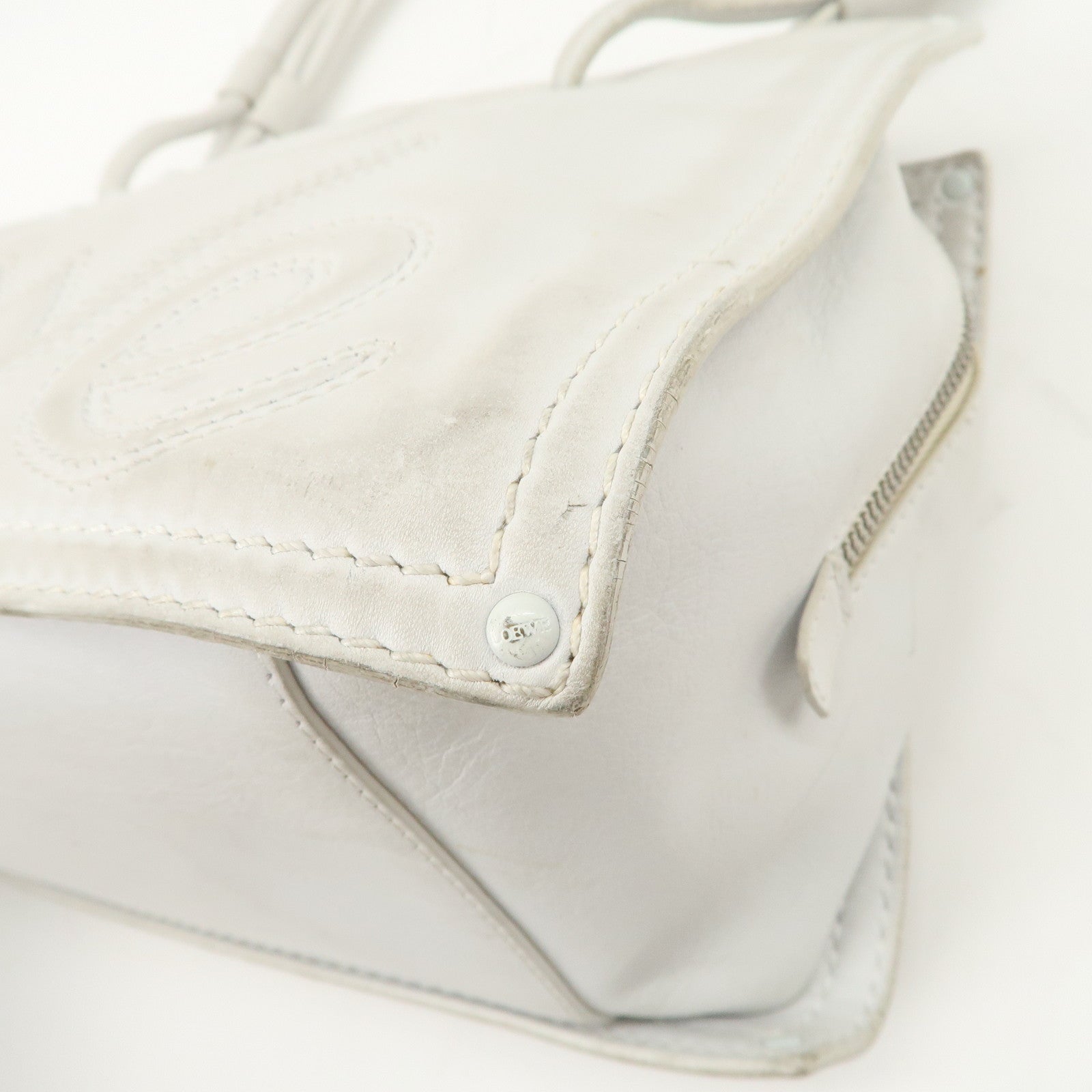 LOEWE Anagram Logo Leather Shopper Tote Bag Shoulder Bag White