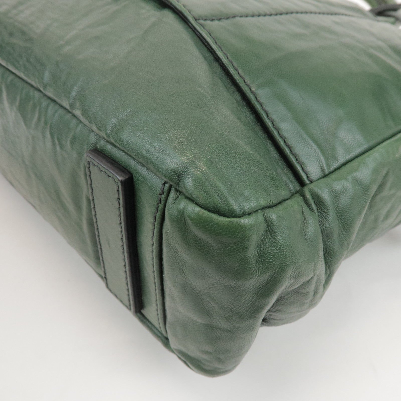 PRADA Triangle Logo 2Way Leather Hand Bag Shoulder Bag Green