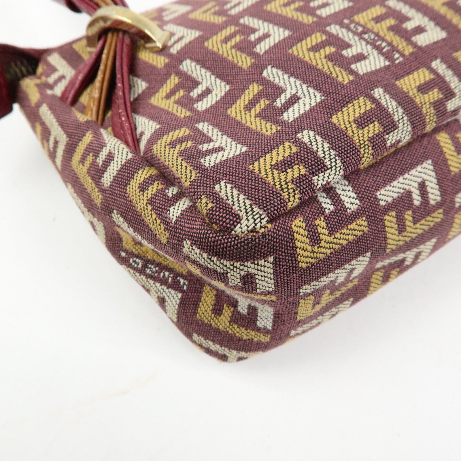 FENDI Zucchino Canvas Leather Hand Bag Pouch Brown 8BR513