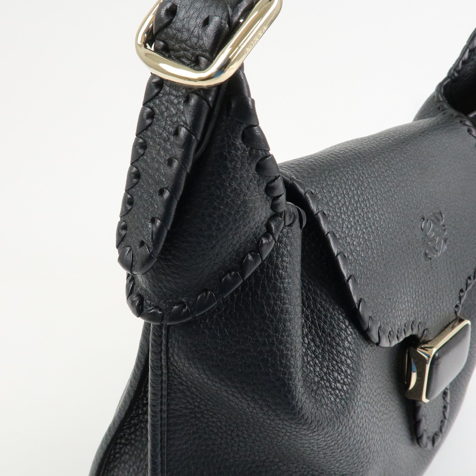 LOEWE Anagram Leather Granada Shoulder Bag Hand Bag Black