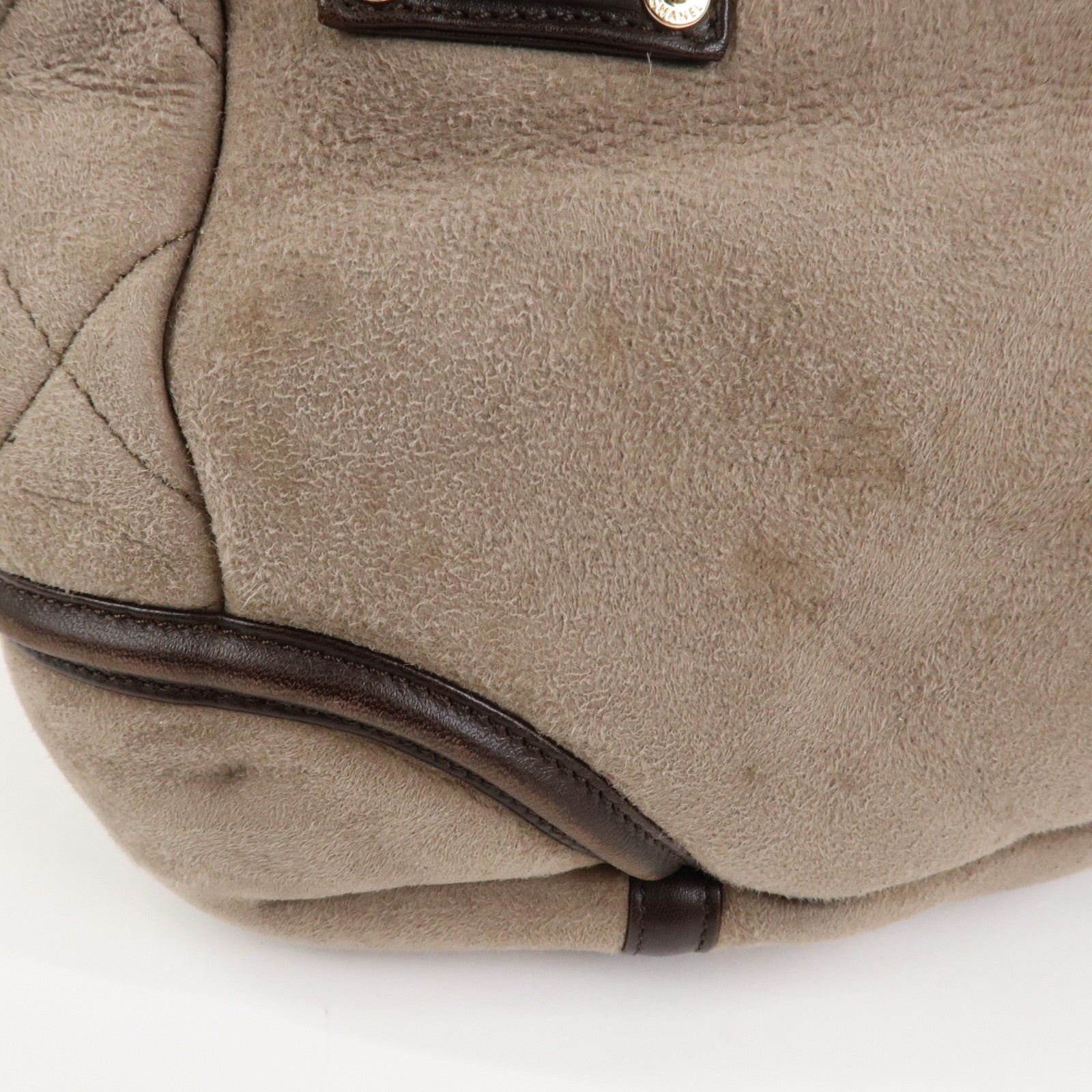 CHANEL COCO Mark Mouton Leather Hand Bag Tote Bag Brown