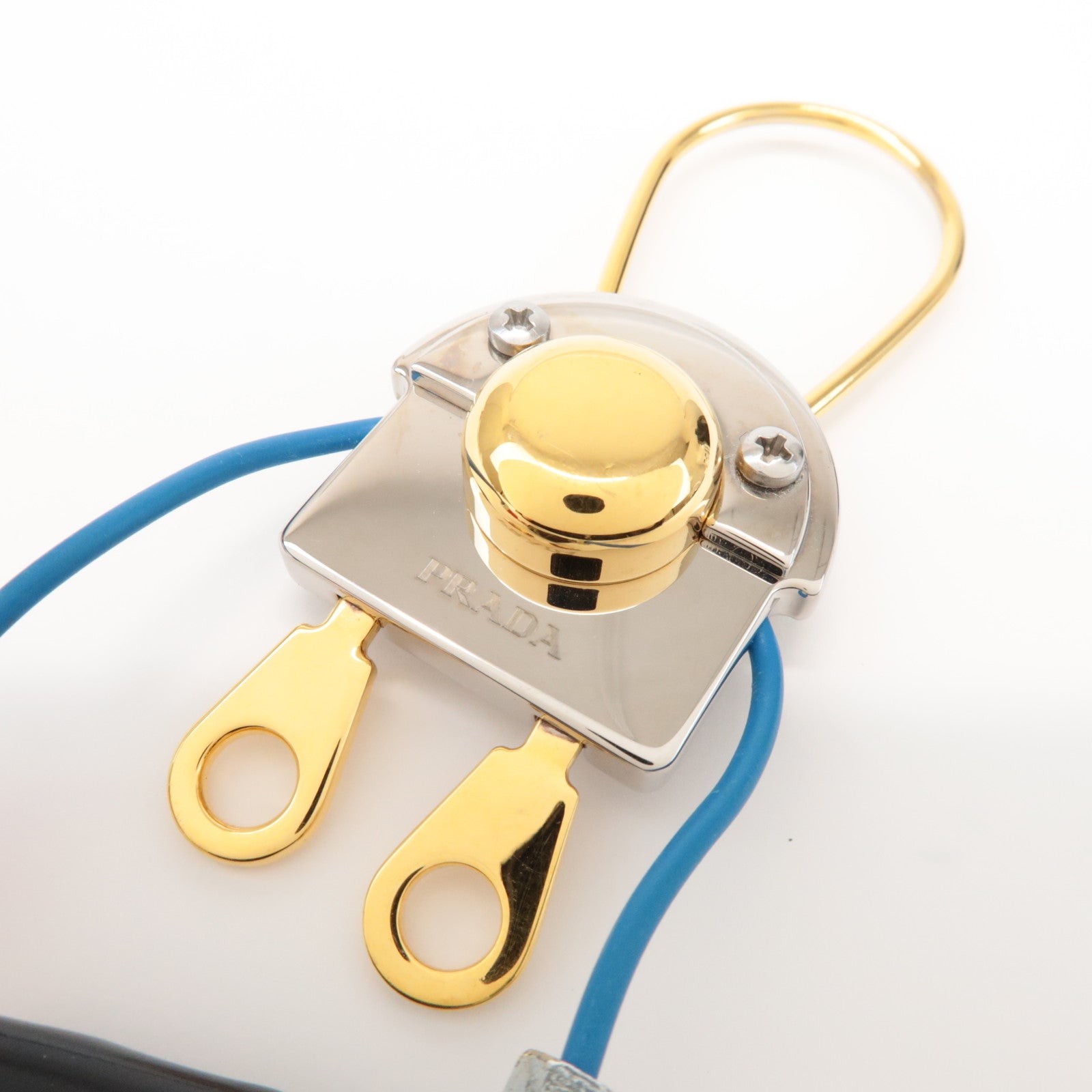 PRADA Metal Robot Bag Key Charm Key Chain Silver Gold